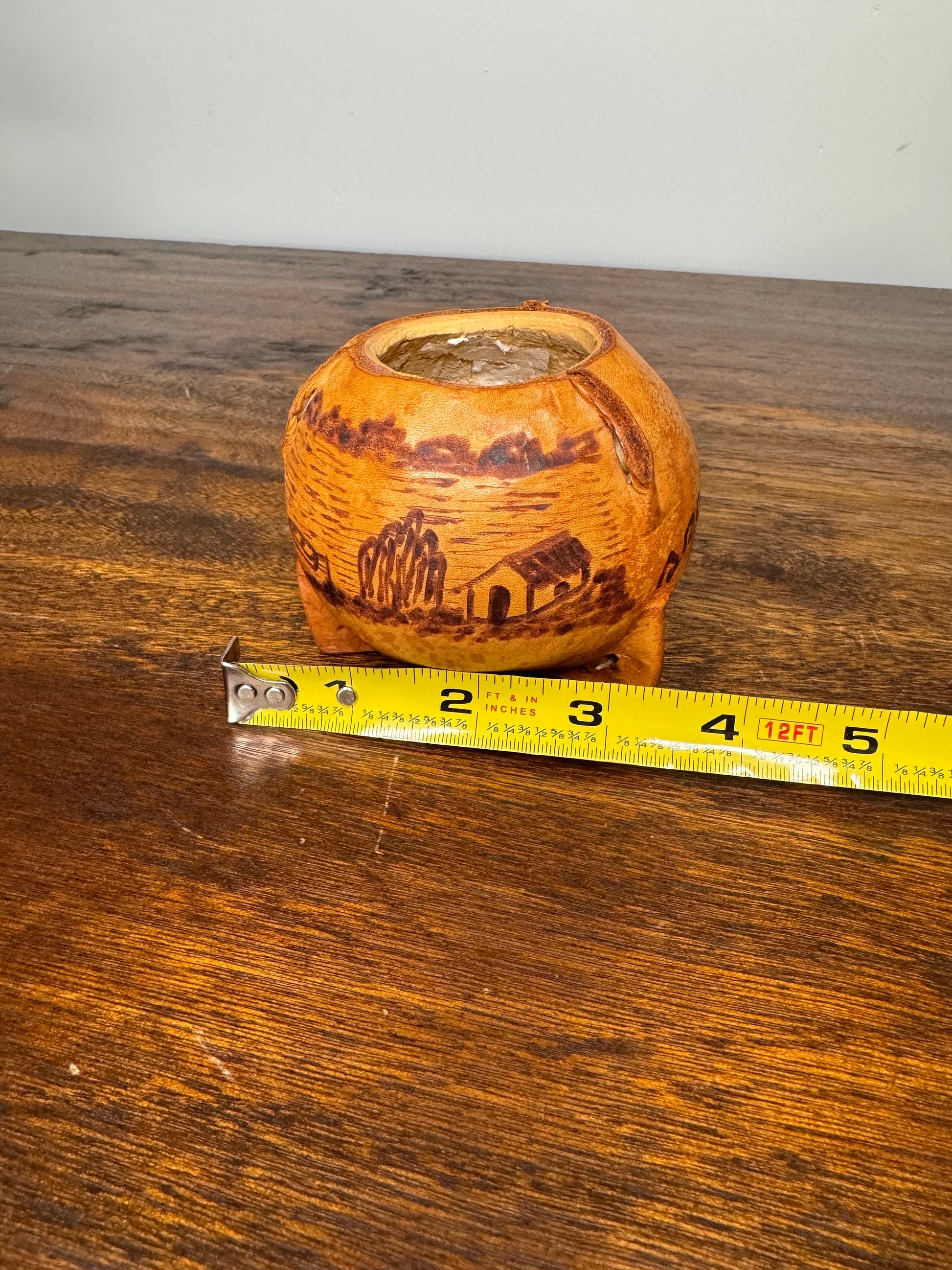 Leather Wrapped Gourd from Argentina