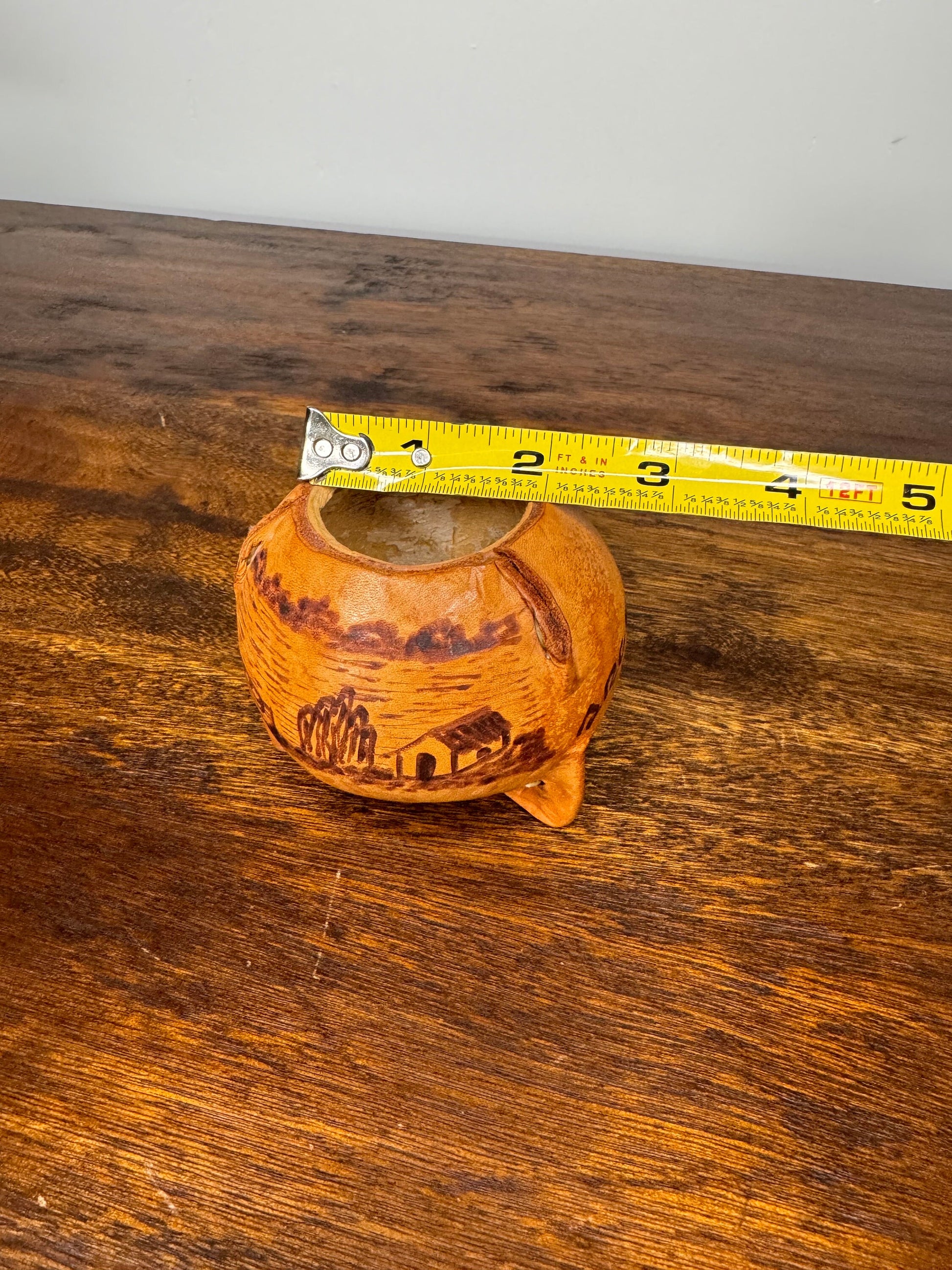 Leather Wrapped Gourd from Argentina