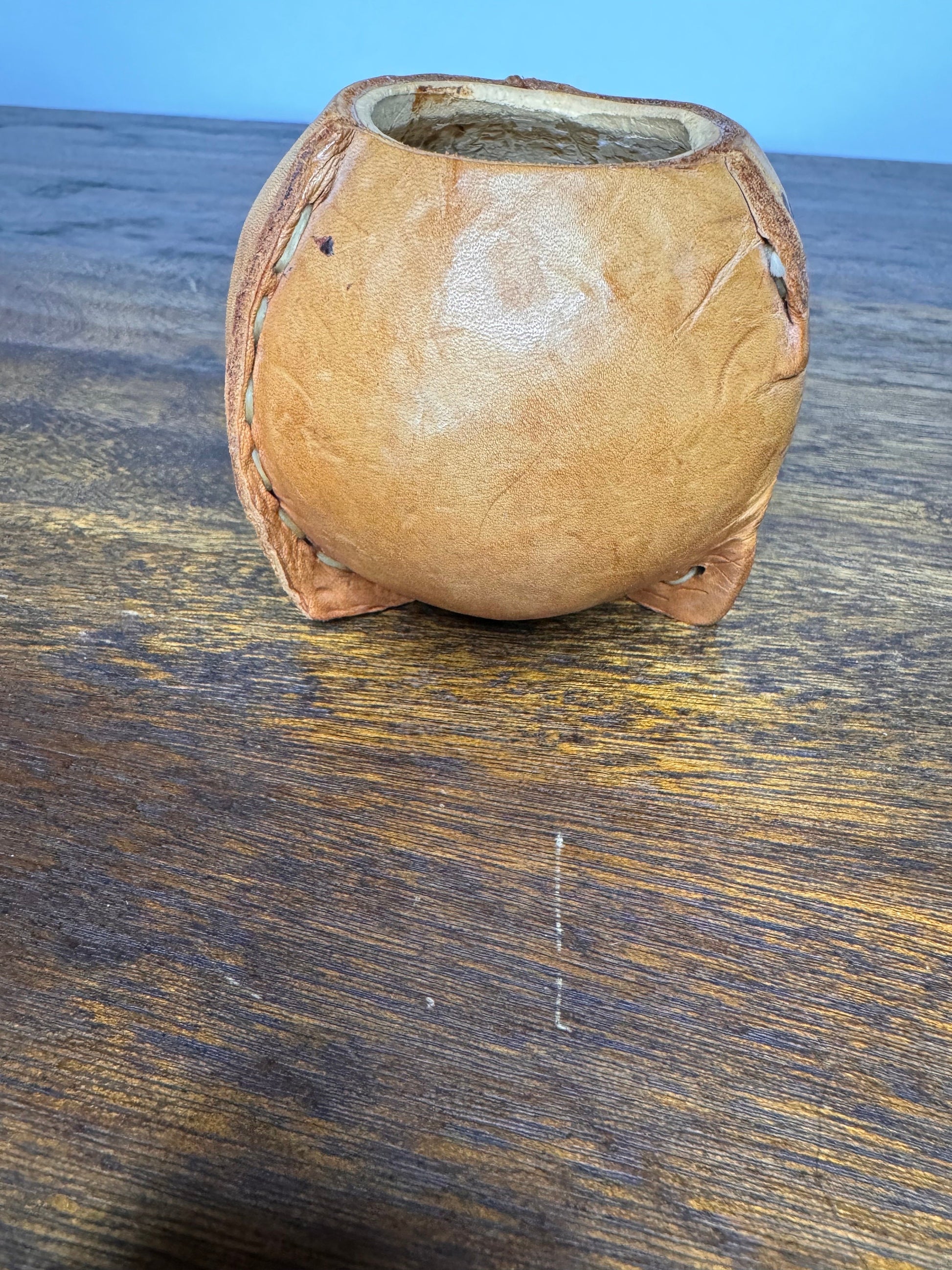 Leather Wrapped Gourd from Argentina