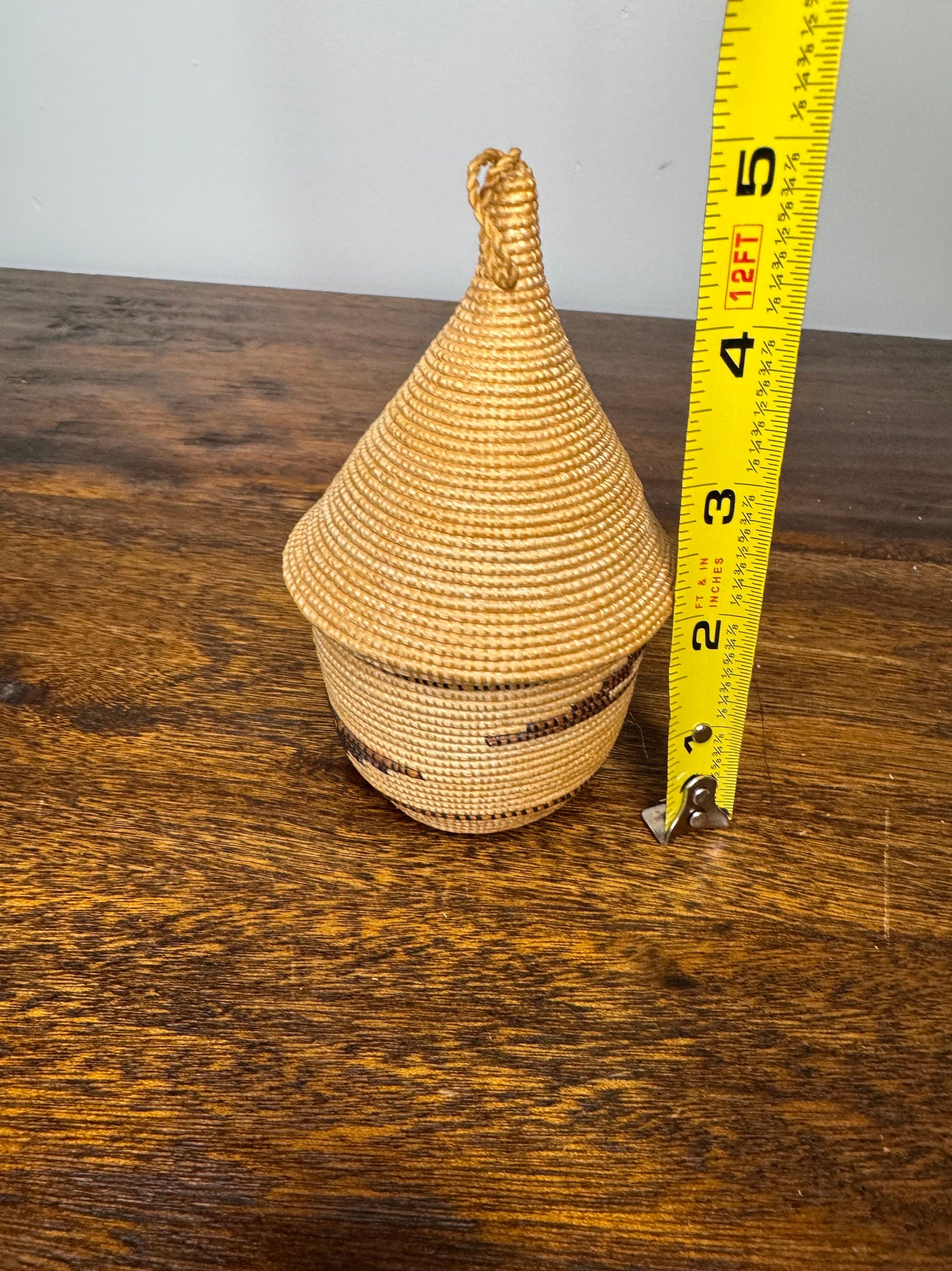 Vintage Tutsi African Woven Lidded Basket