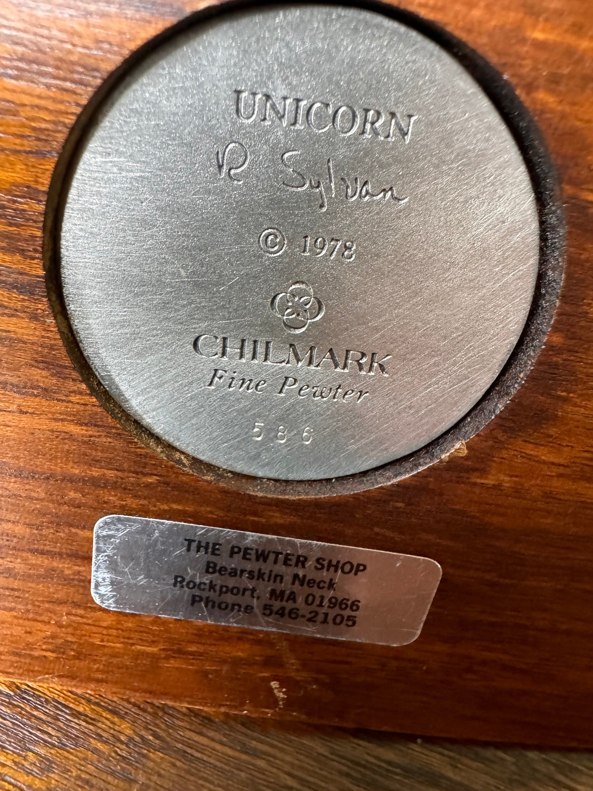 Vintage R Sylvan Pewter Unicorn