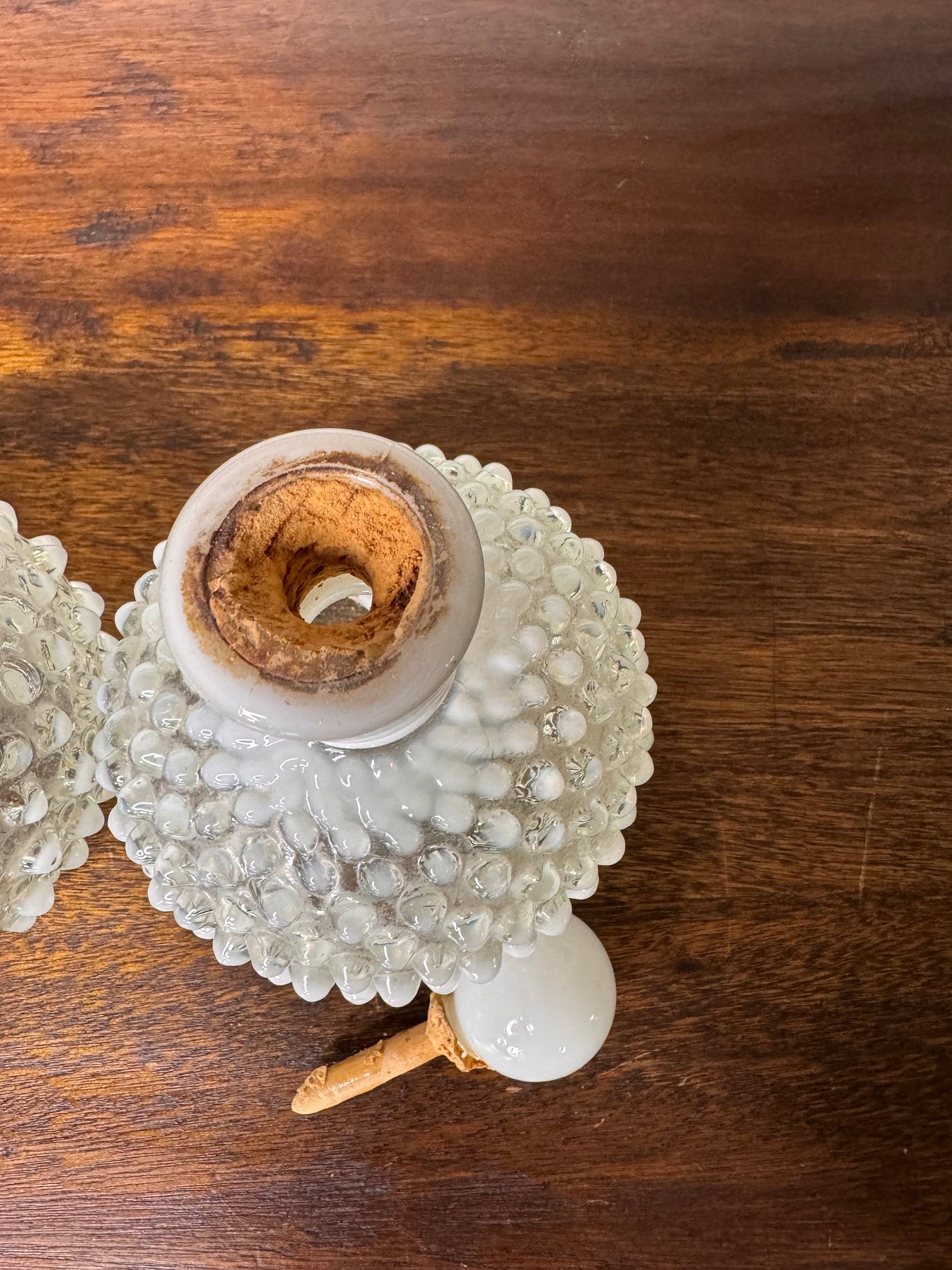 Vintage Hobnail Milk Glass Perfume Decanters