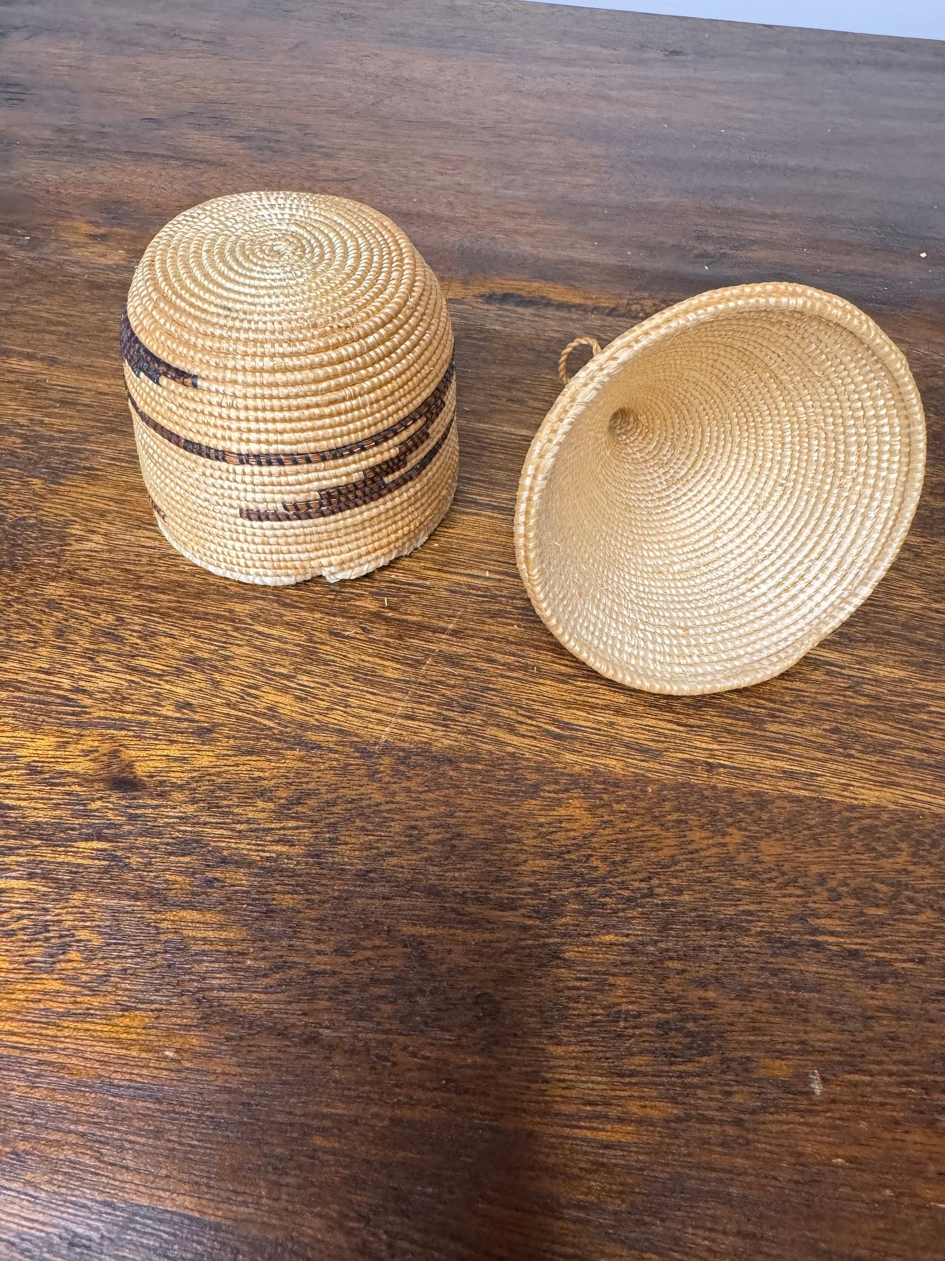 Vintage Tutsi African Woven Lidded Basket