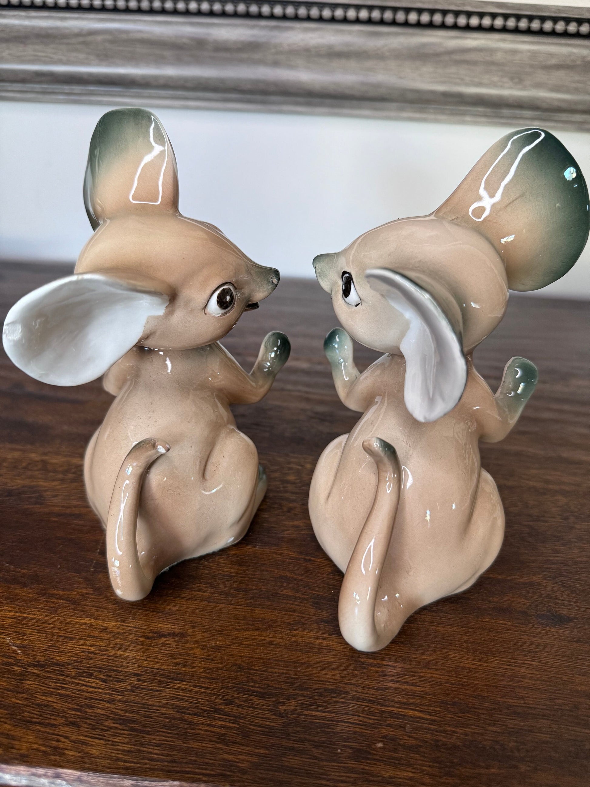 Adorable Vintage Weighted Porcelain Mice Bookends