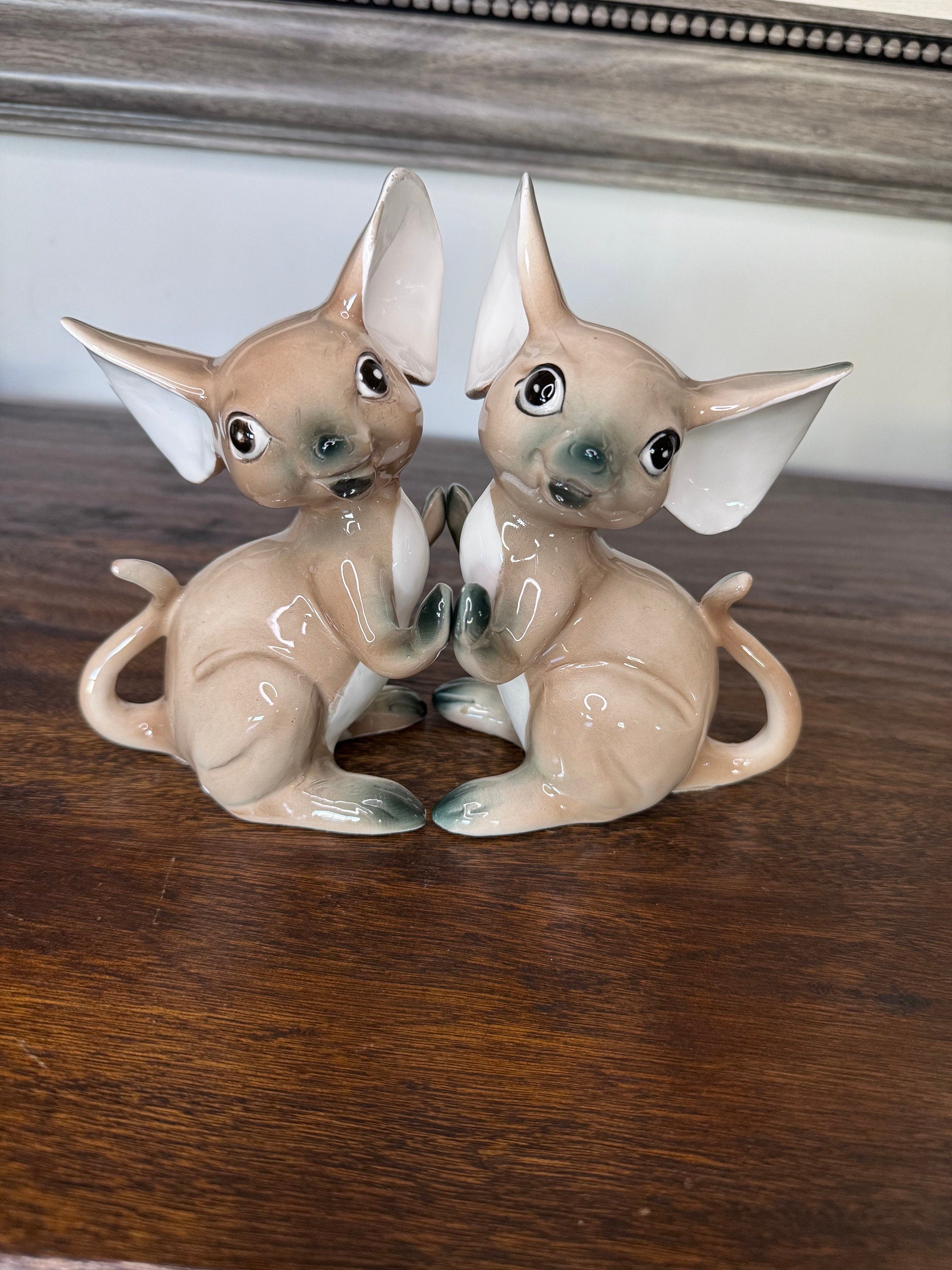 Adorable Vintage Weighted Porcelain Mice Bookends