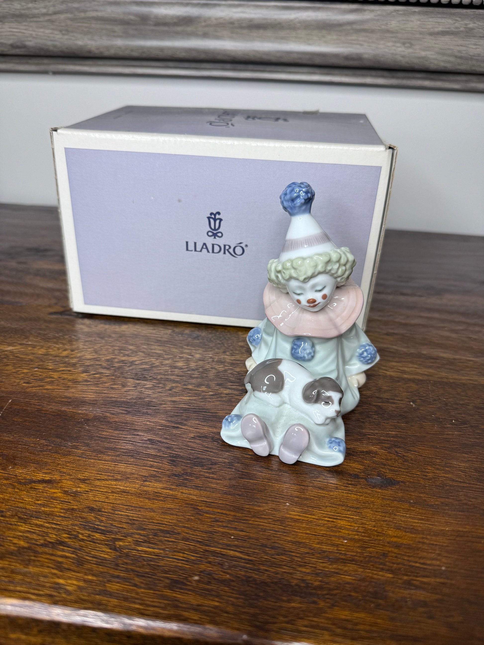 Retired Lladro Pierrot with Puppy
