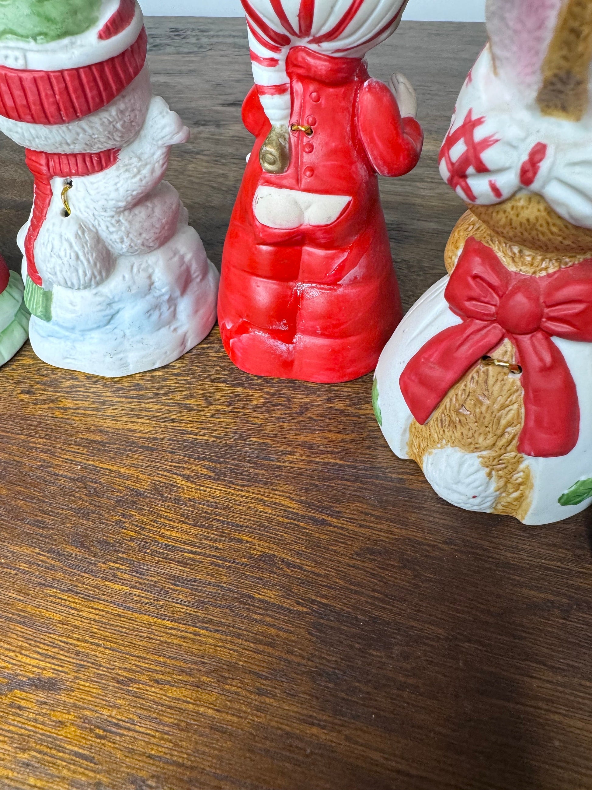 Vintage 1970’s Jasco Bisque Critter Christmas Bells Set of 6
