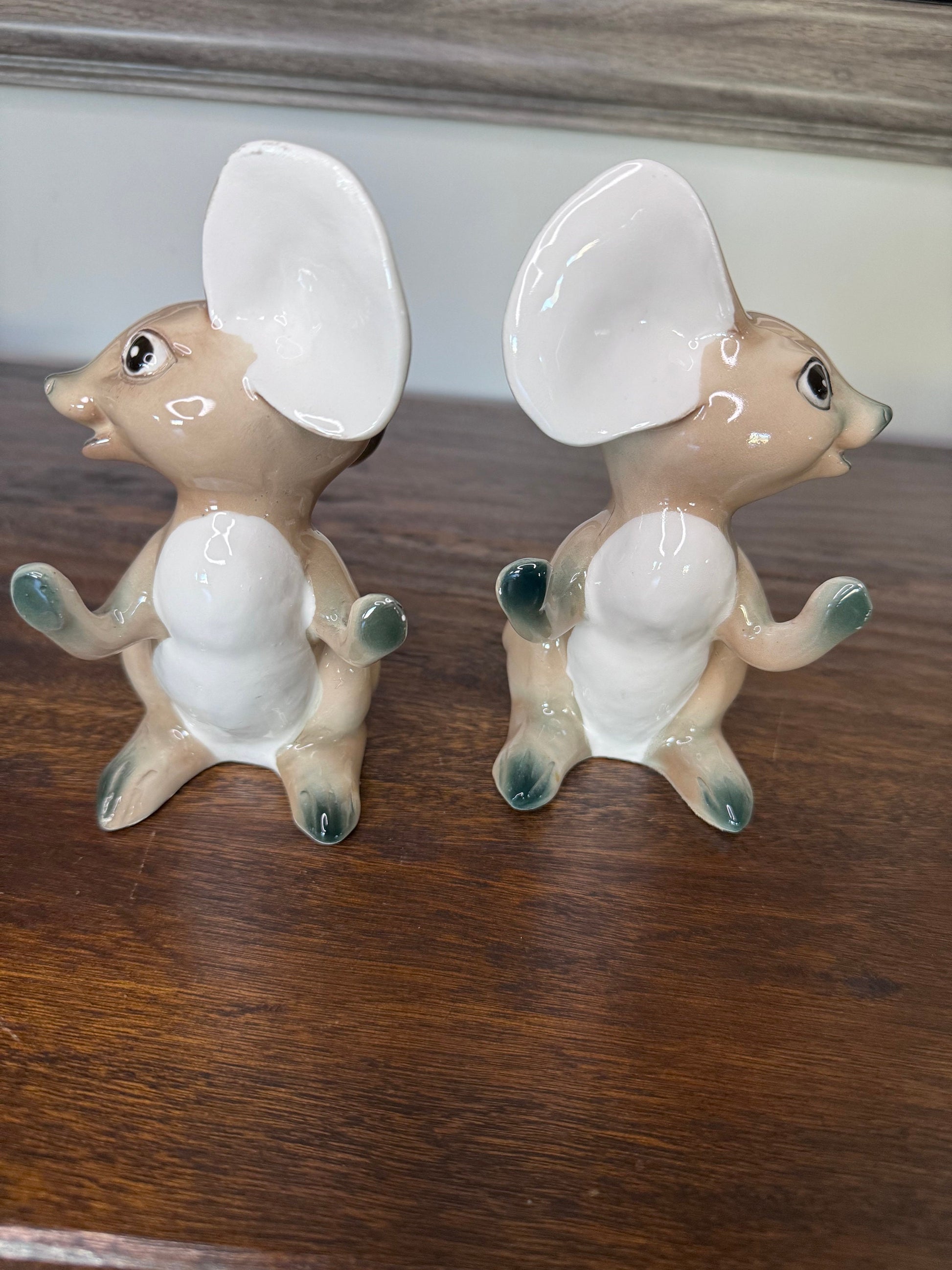 Adorable Vintage Weighted Porcelain Mice Bookends