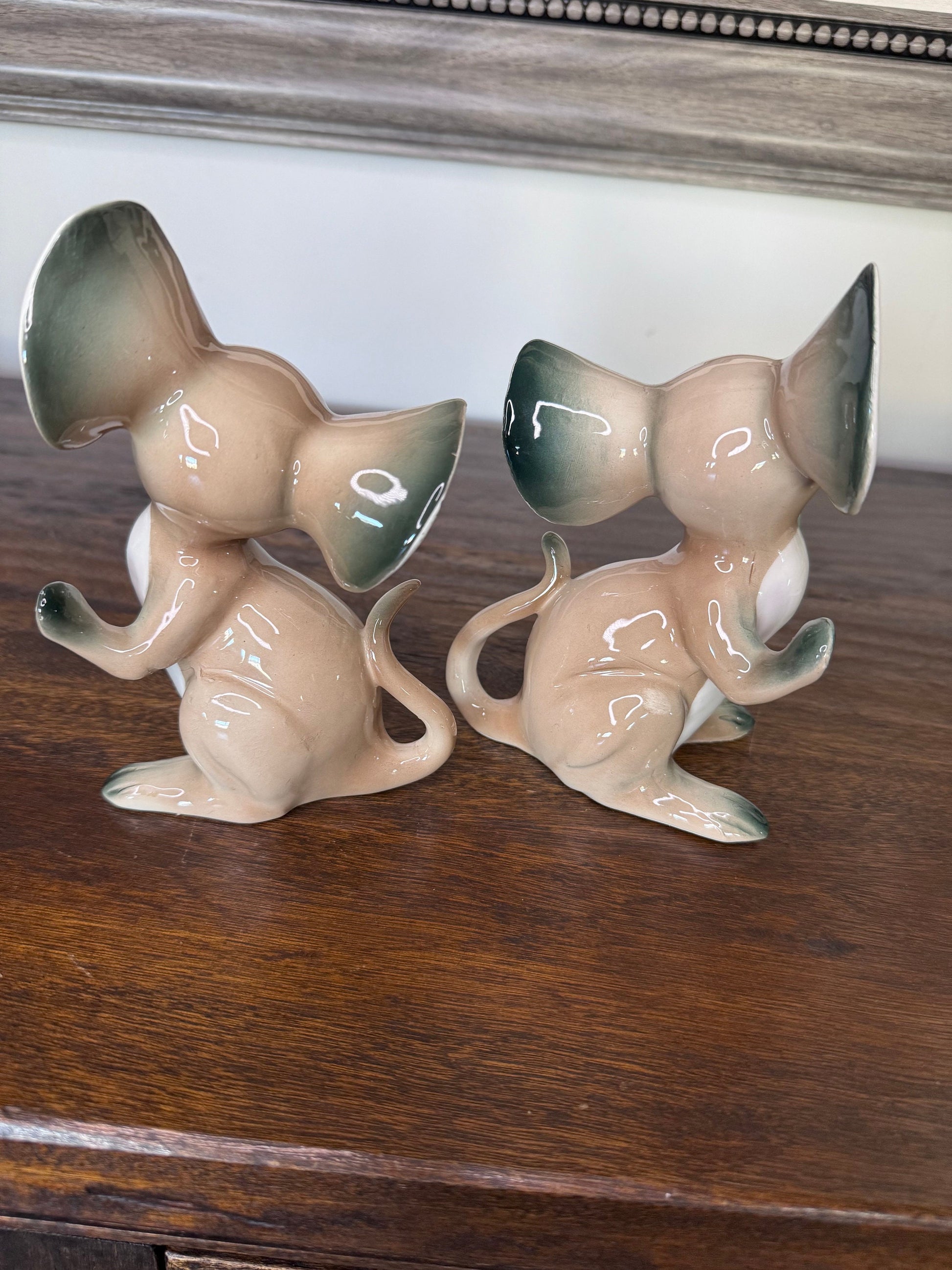 Adorable Vintage Weighted Porcelain Mice Bookends