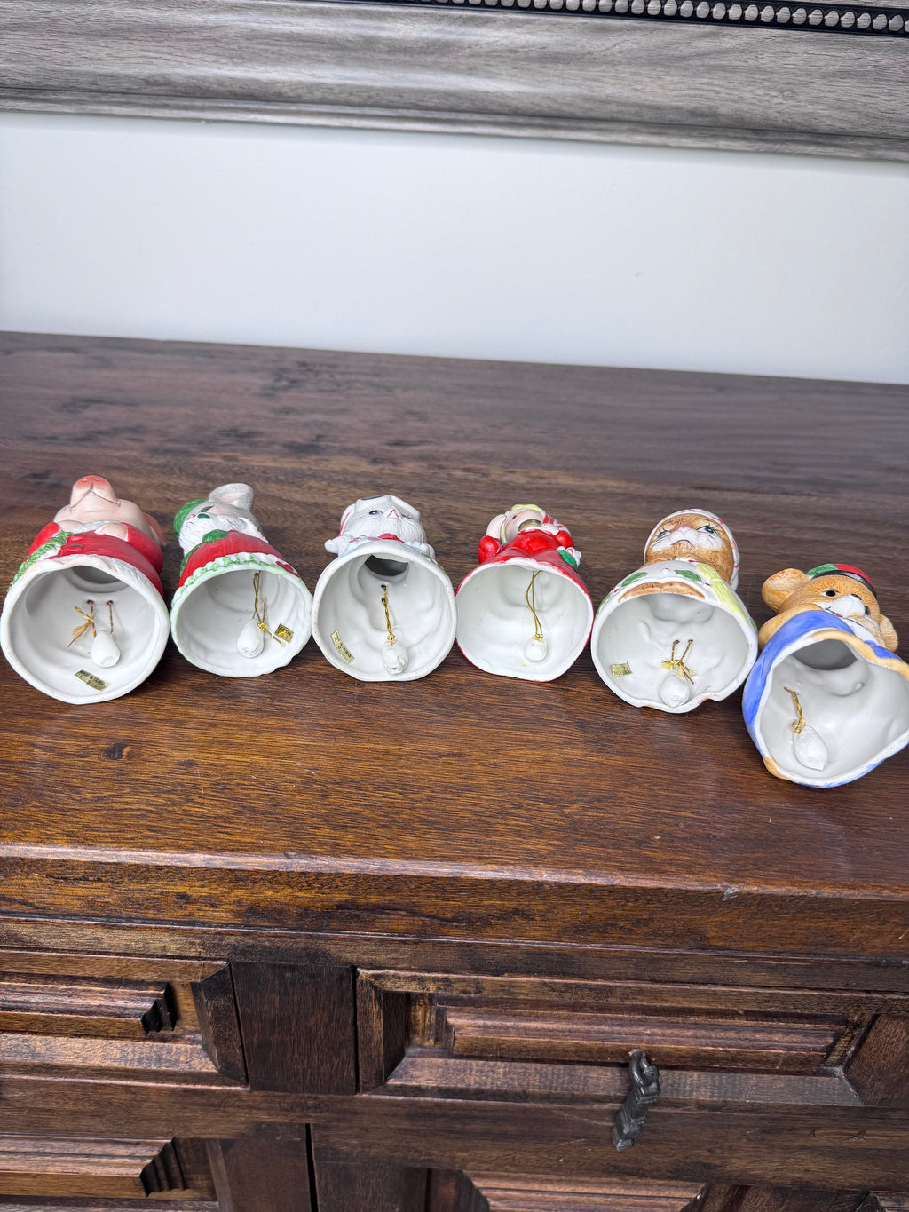 Vintage 1970’s Jasco Bisque Critter Christmas Bells Set of 6