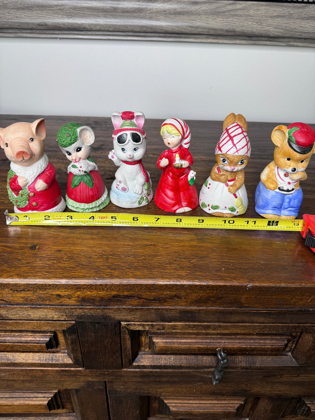 Vintage 1970’s Jasco Bisque Critter Christmas Bells Set of 6