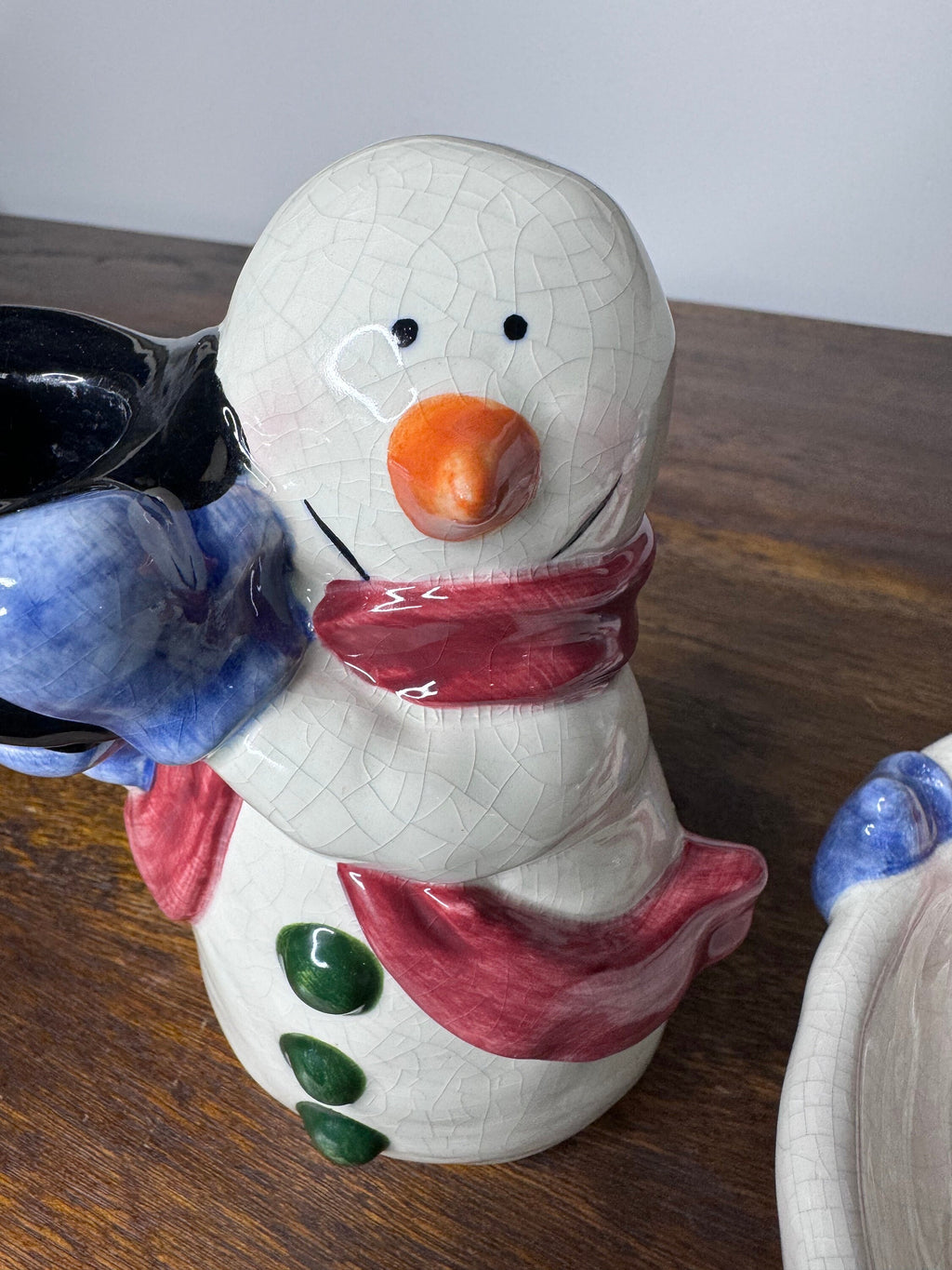 Oxford Elite Whimsical Snowman Candle Holder and Candy Dish Set