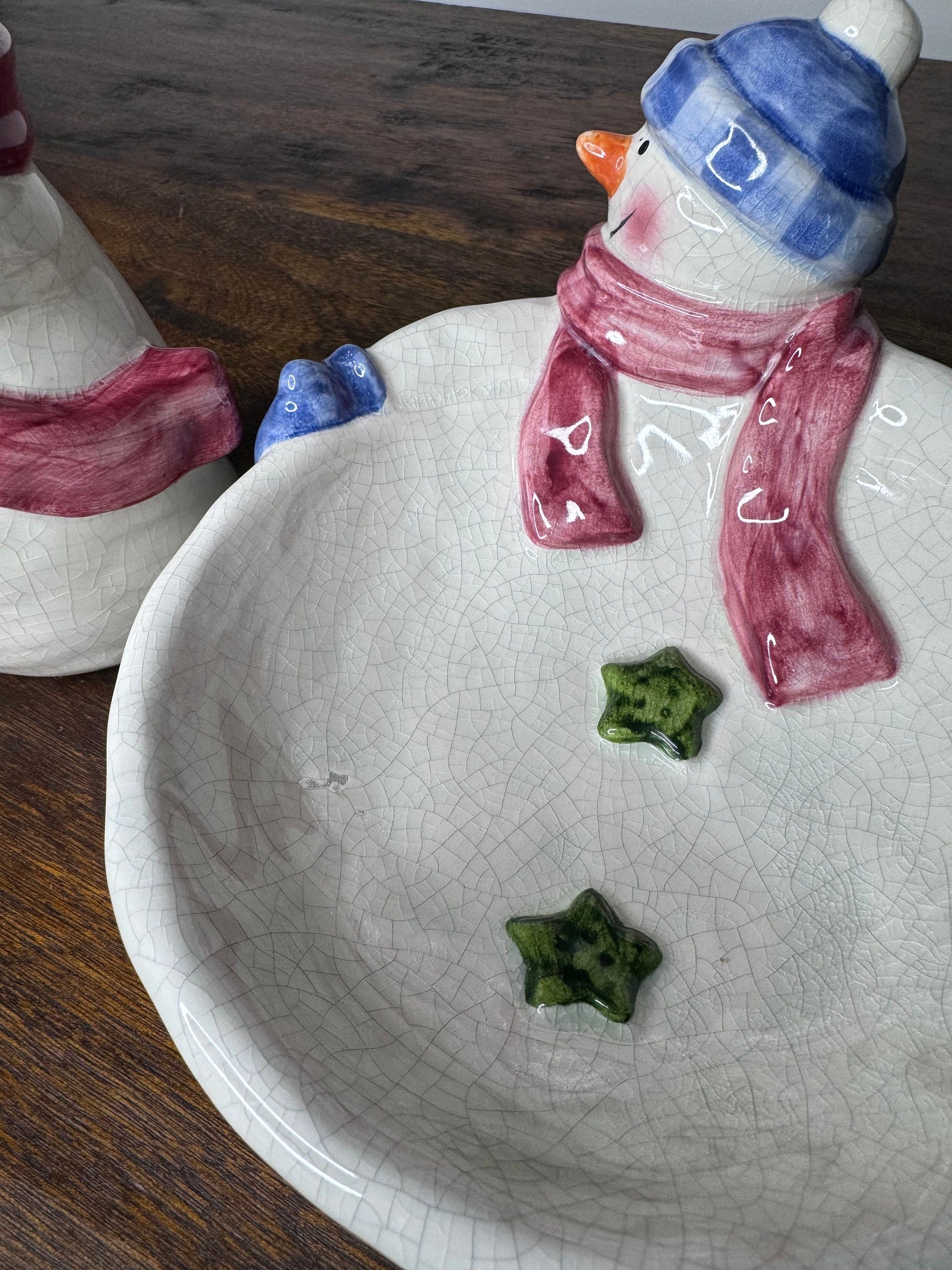 Oxford Elite Whimsical Snowman Candle Holder and Candy Dish Set