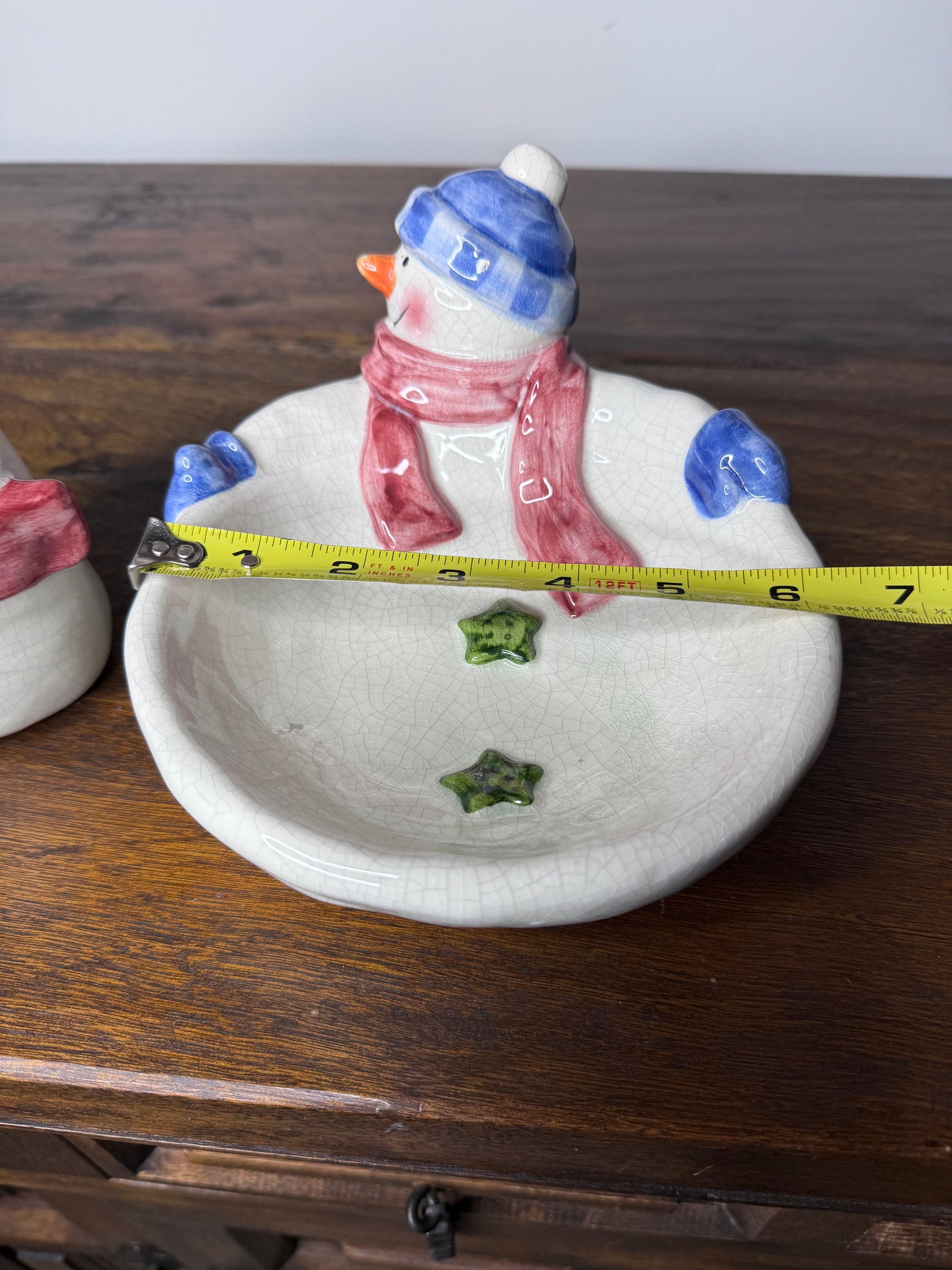 Oxford Elite Whimsical Snowman Candle Holder and Candy Dish Set