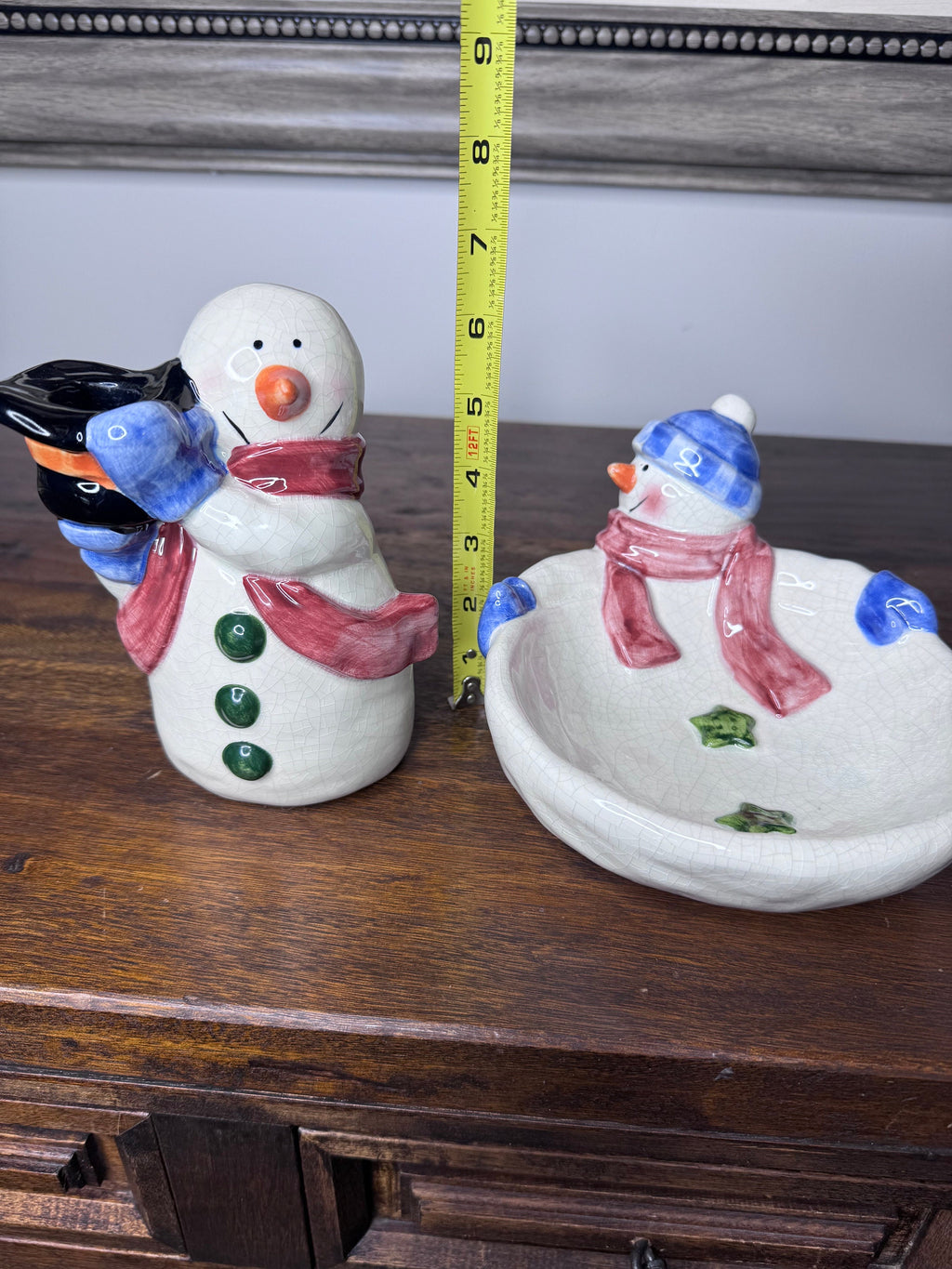 Oxford Elite Whimsical Snowman Candle Holder and Candy Dish Set