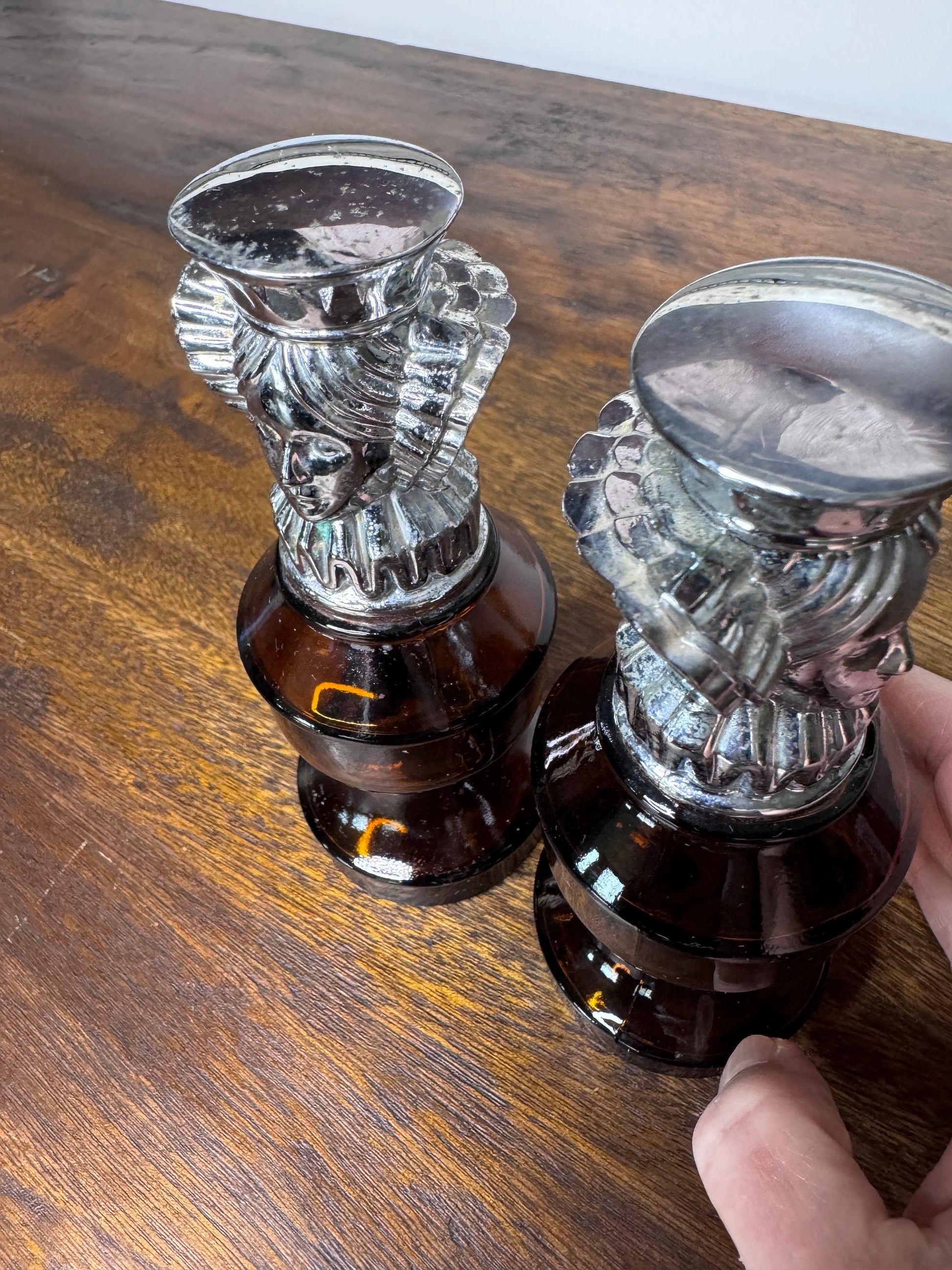 2 vintage 1970’s Avon The Queen Chess Piece Fragrance Bottles