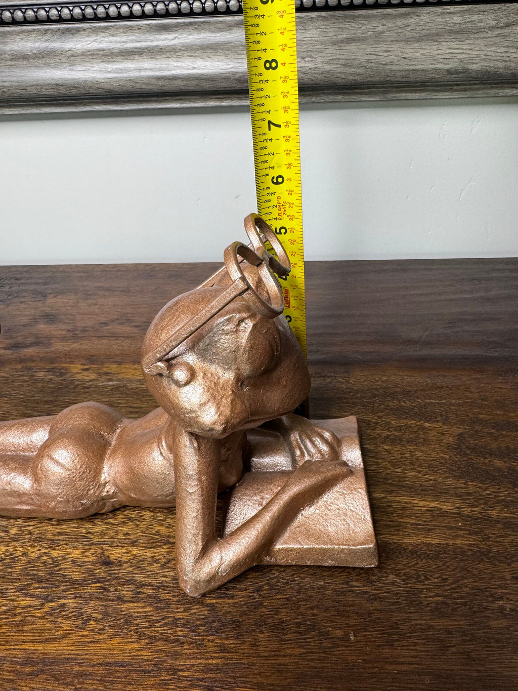 Large Cast Iron Frog Reading a Book