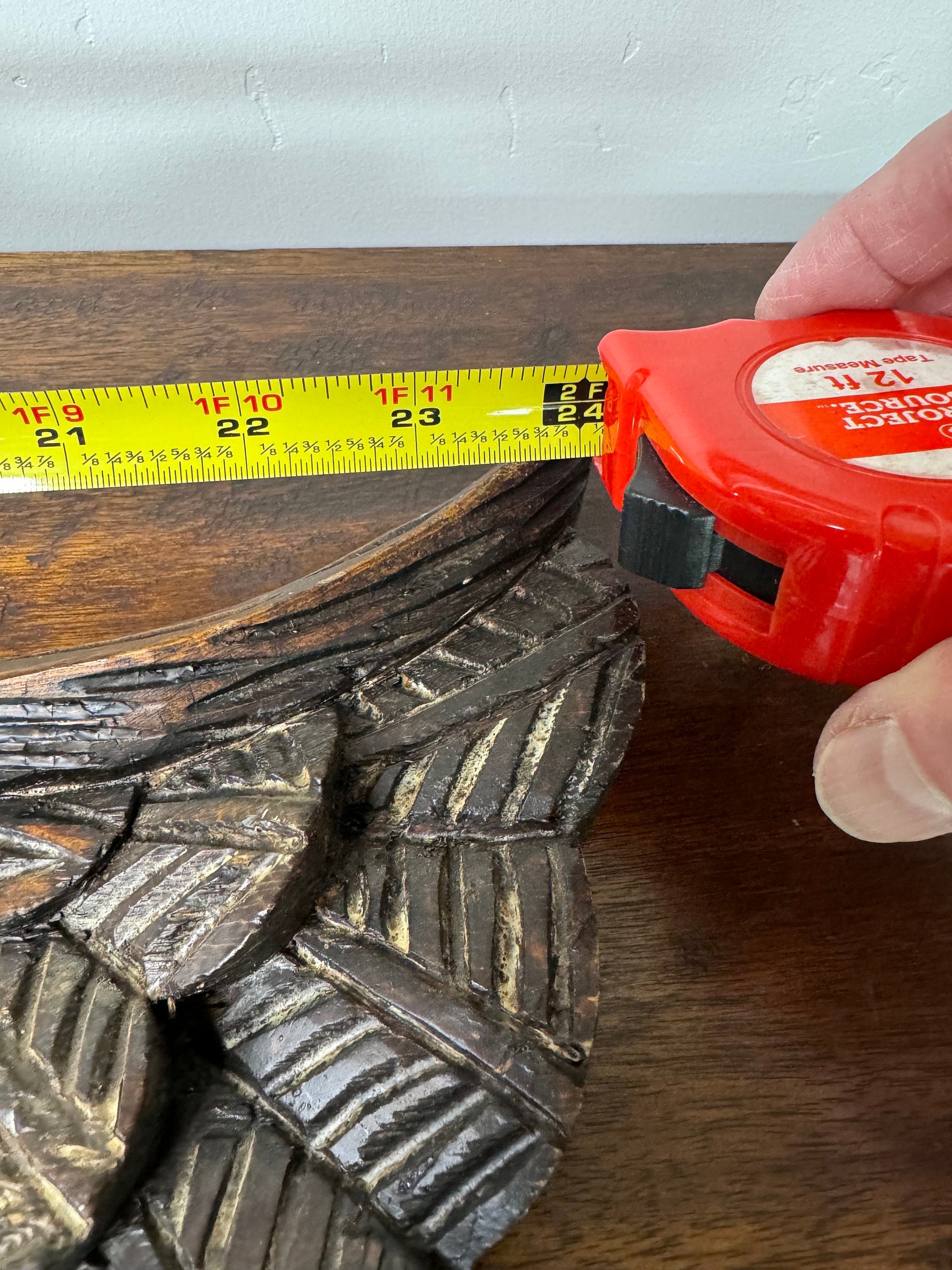 Hand Carved Wooden Double Eagle w/Coat of Arms Wall Hanging