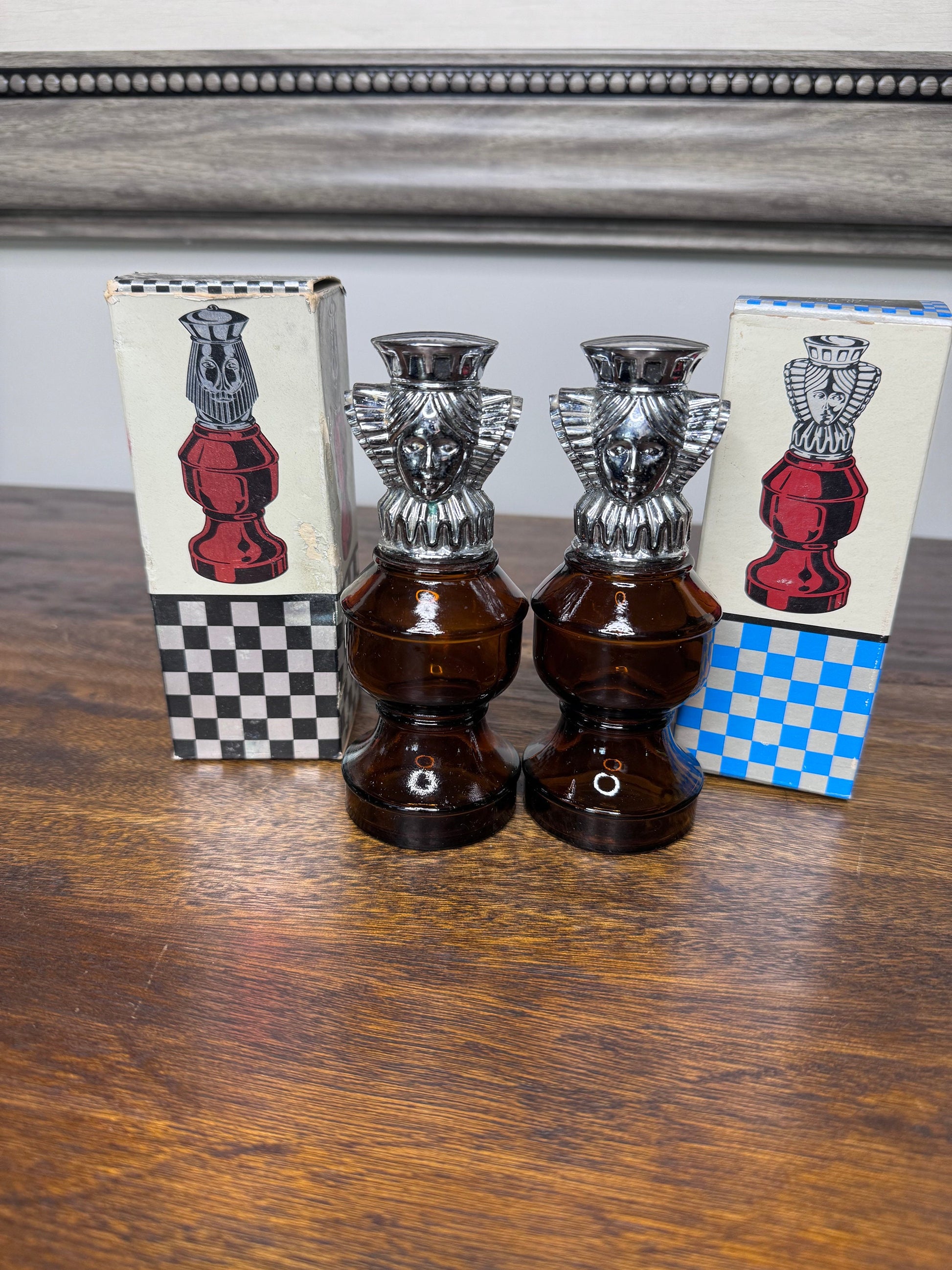 2 vintage 1970’s Avon The Queen Chess Piece Fragrance Bottles