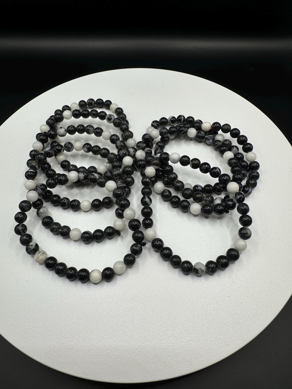 King “Yin Yang” Agate Beaded Bracelets