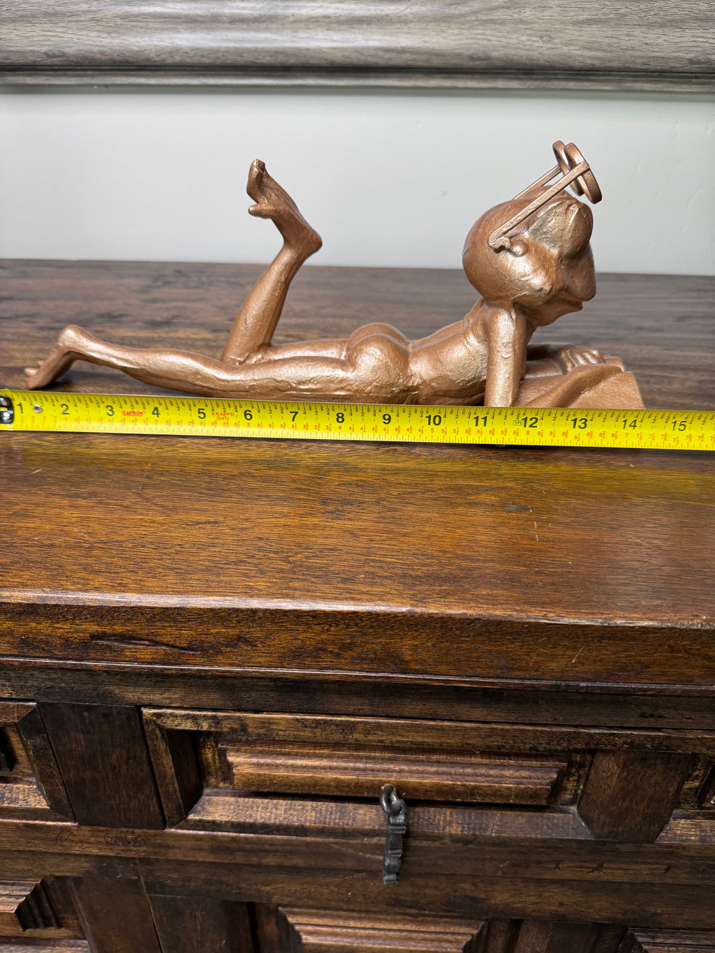 Large Cast Iron Frog Reading a Book