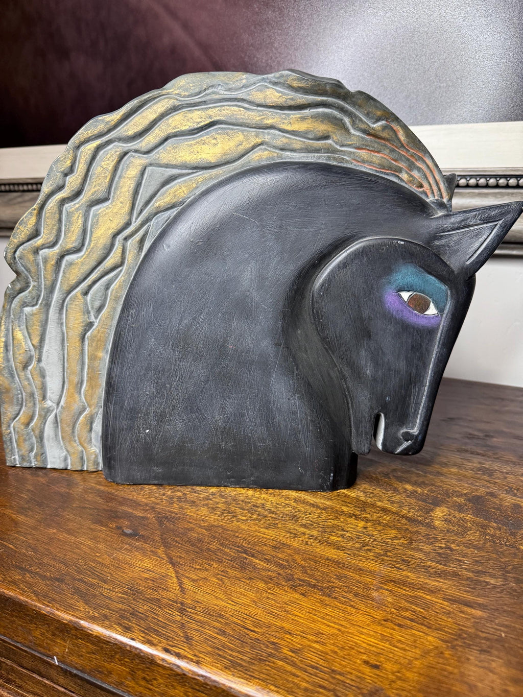1999 Laurel Burch Art Deco Style Horse Bust