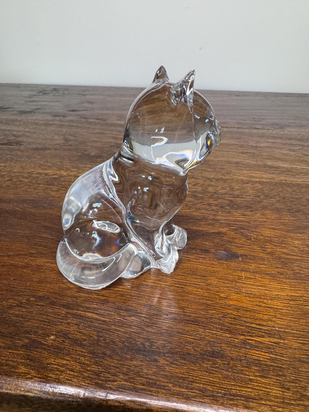 Vintage Crystal Cat Paperweight/ Figurine