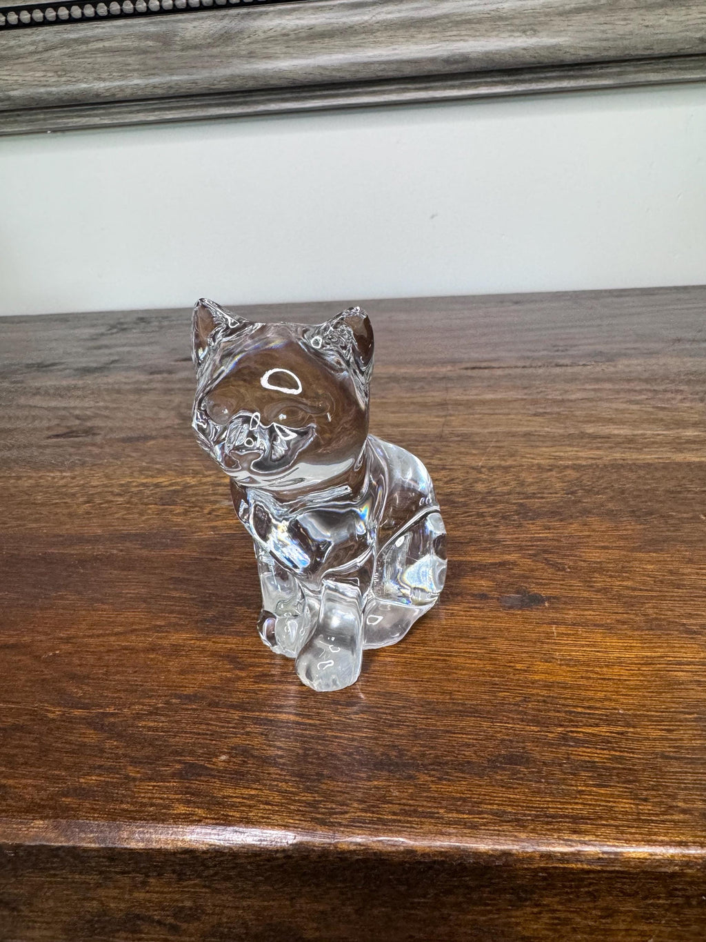 Vintage Crystal Cat Paperweight/ Figurine