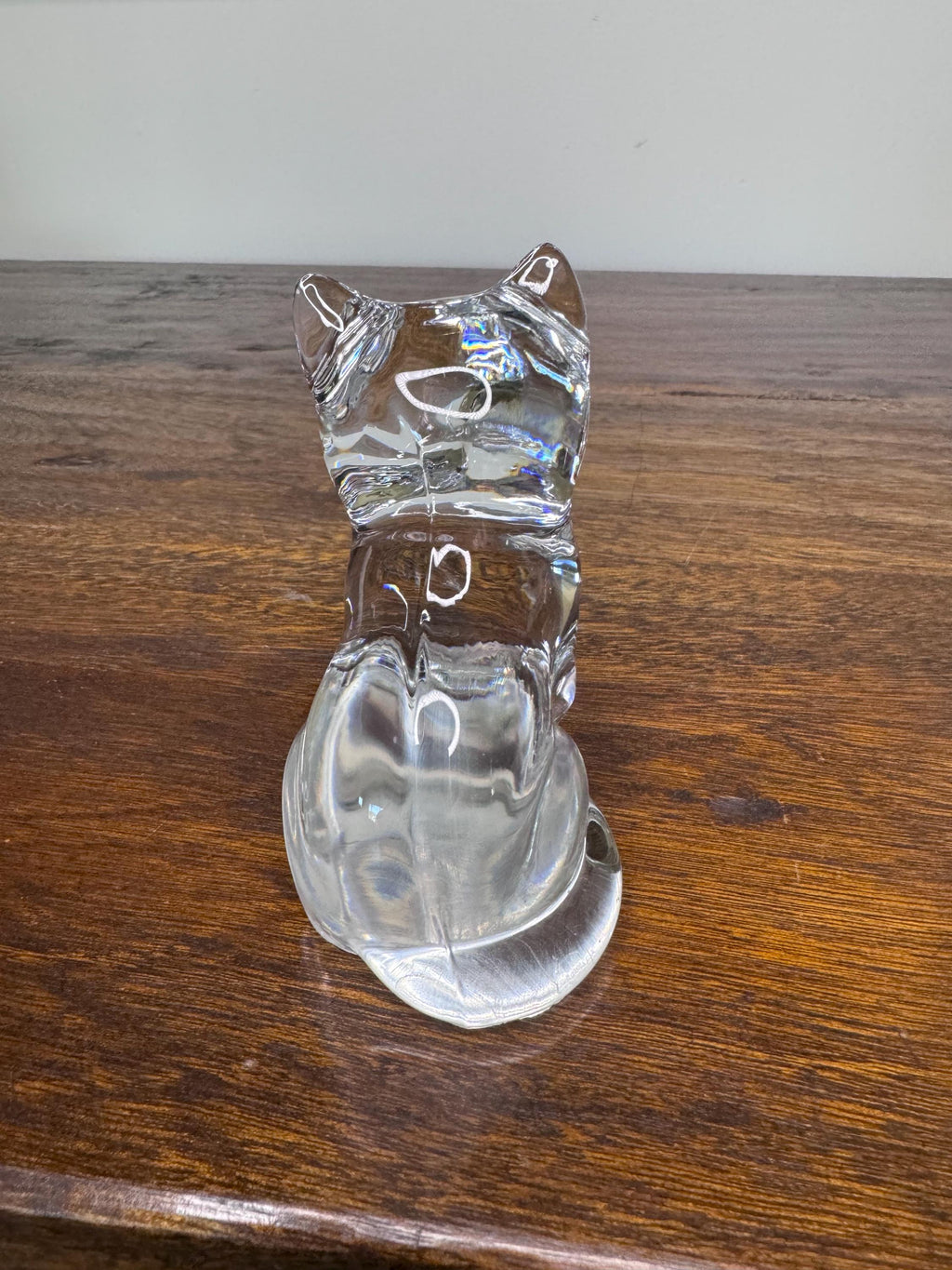 Vintage Crystal Cat Paperweight/ Figurine
