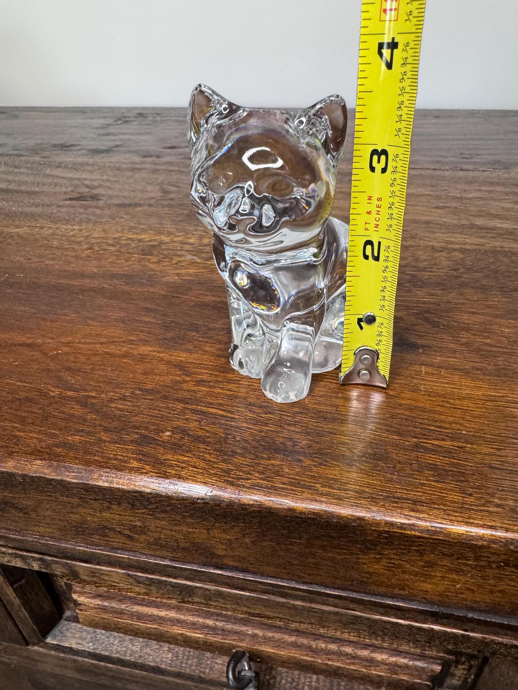 Vintage Crystal Cat Paperweight/ Figurine
