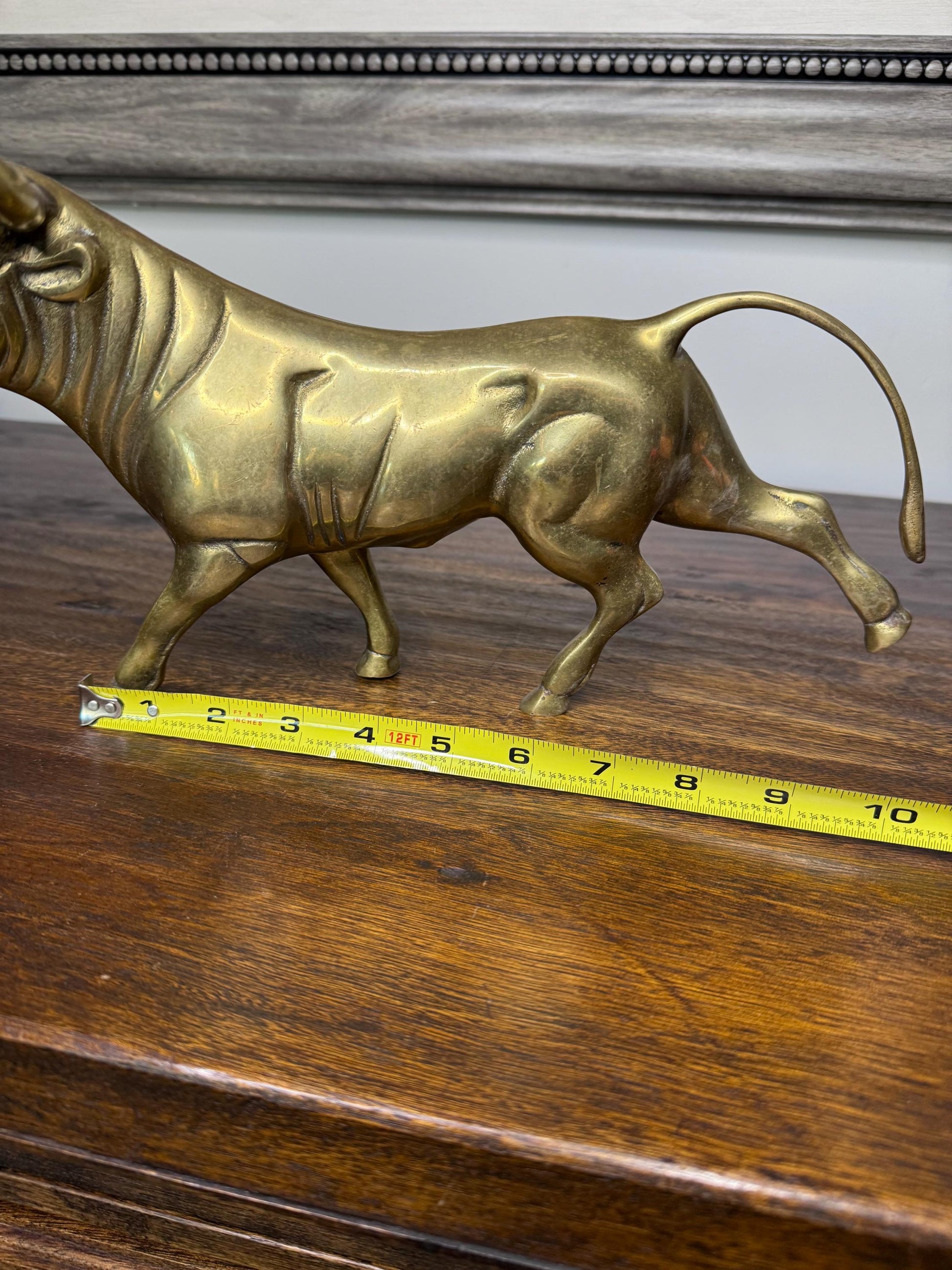 Brass Running Bull Figurine