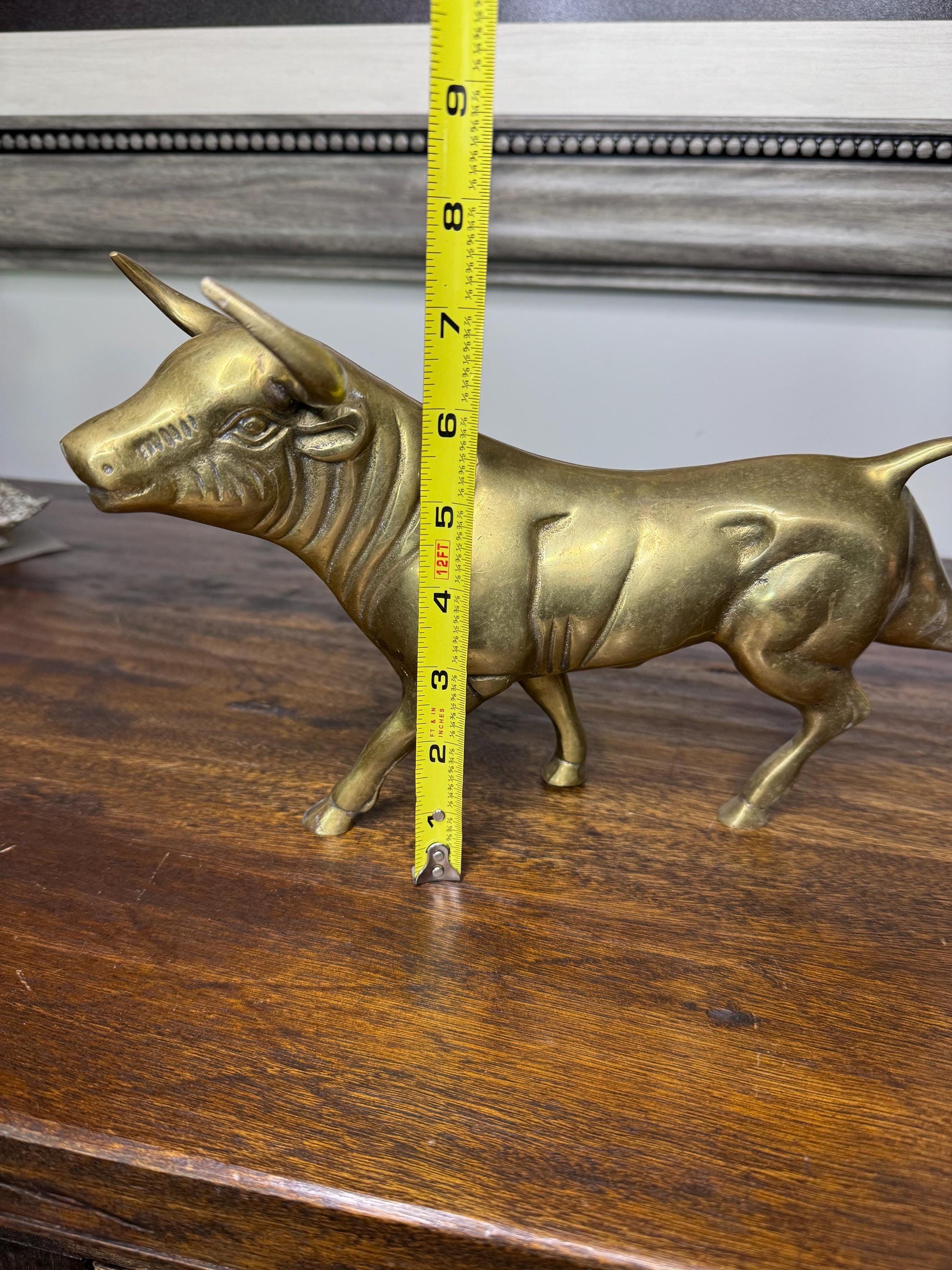 Brass Running Bull Figurine