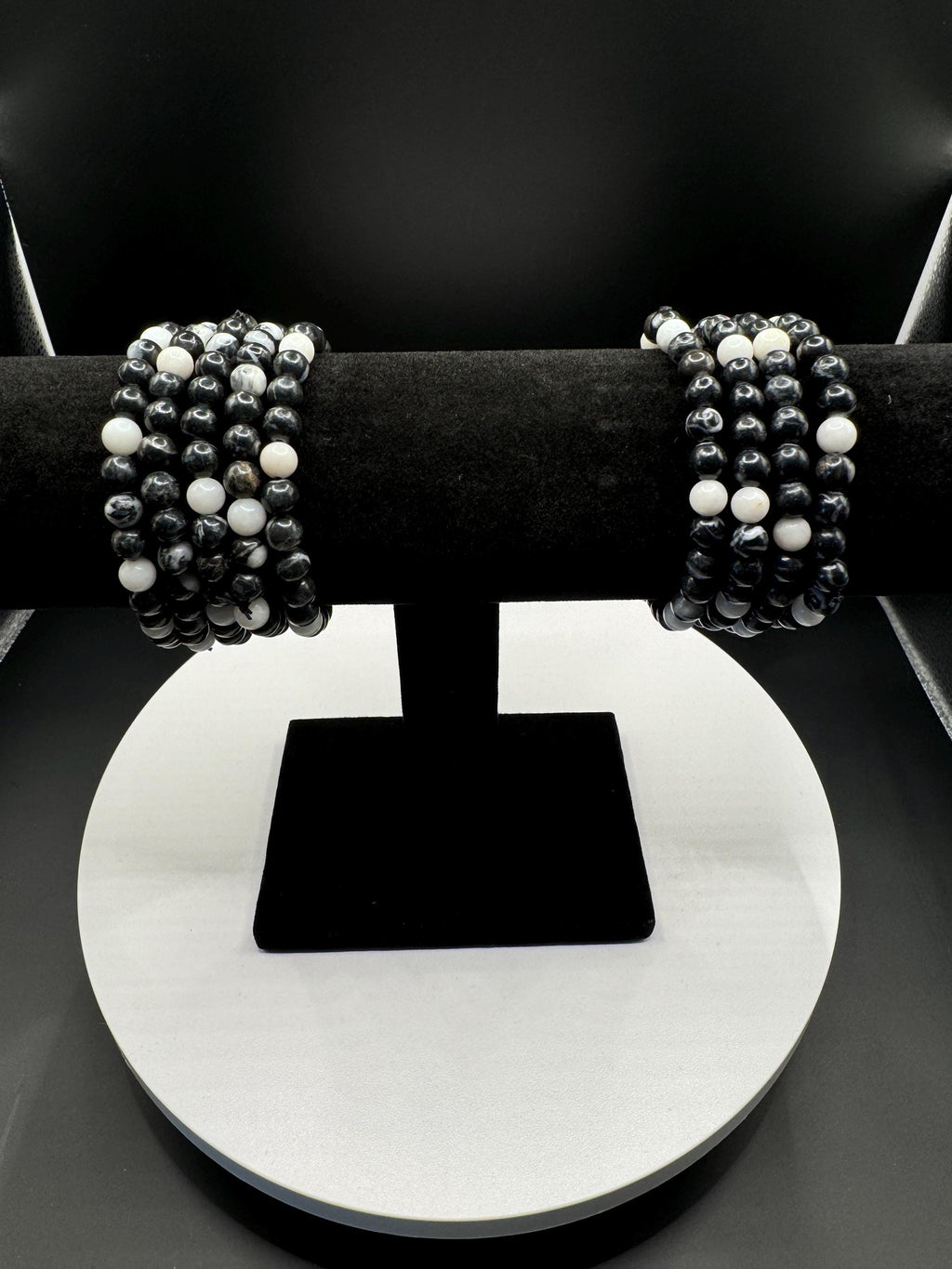 King “Yin Yang” Agate Beaded Bracelets