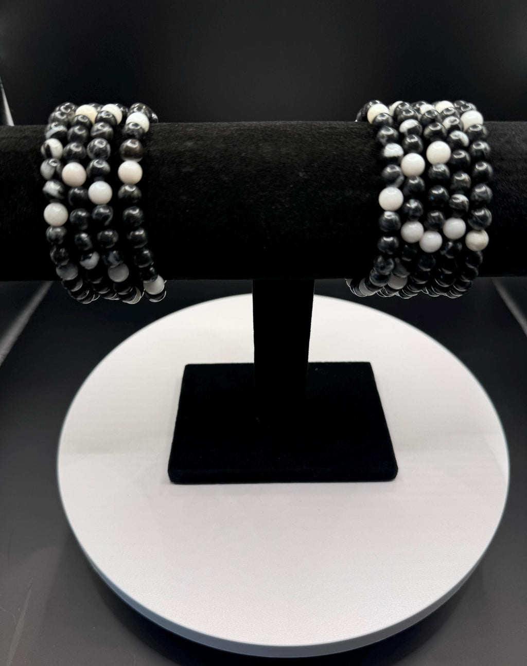 King “Yin Yang” Agate Beaded Bracelets