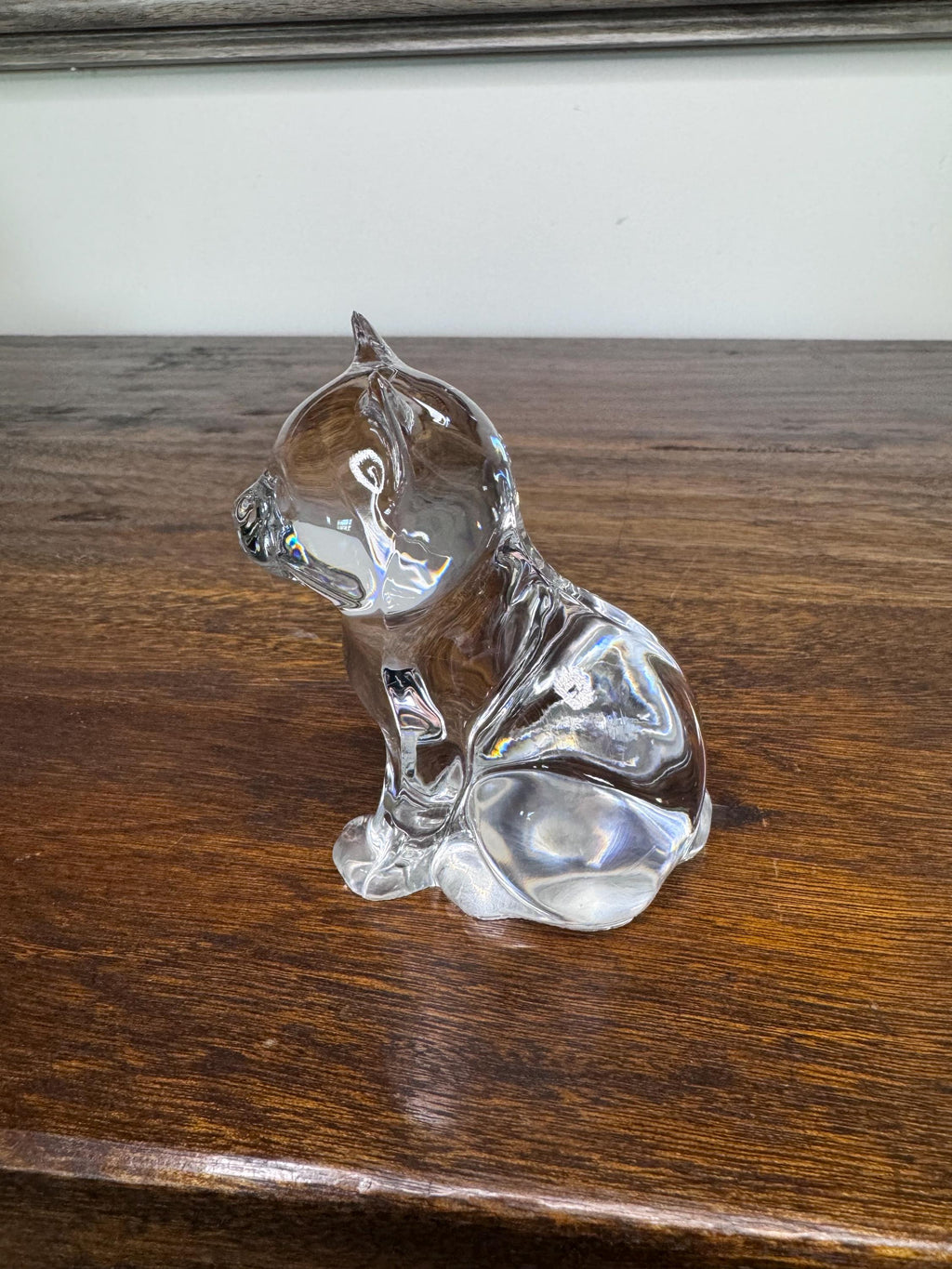 Vintage Crystal Cat Paperweight/ Figurine