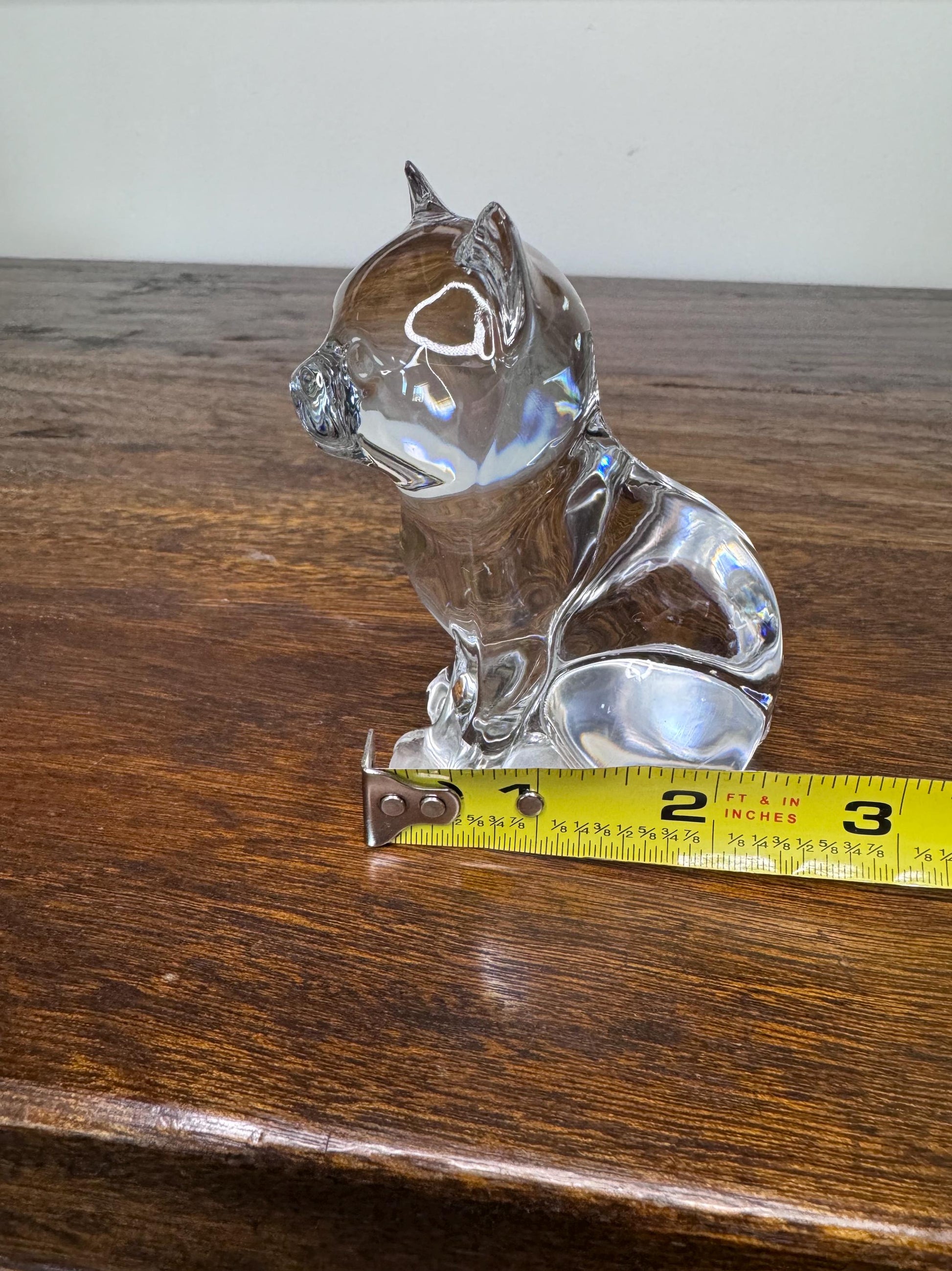 Vintage Crystal Cat Paperweight/ Figurine