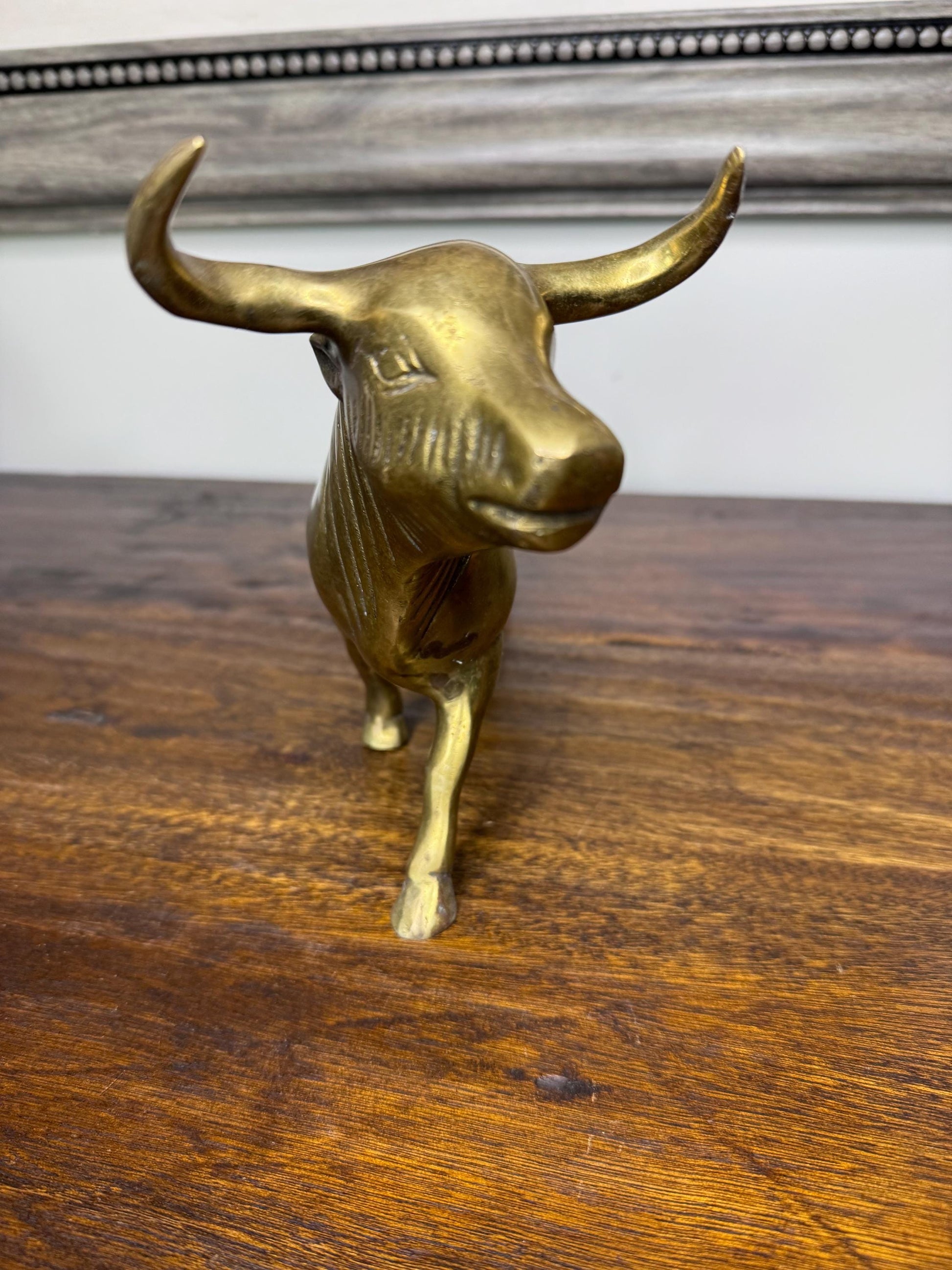 Brass Running Bull Figurine