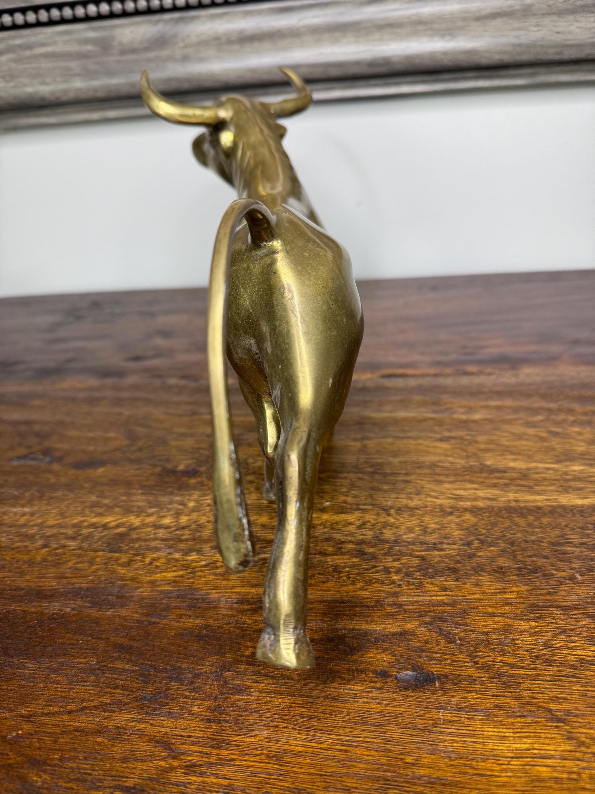 Brass Running Bull Figurine