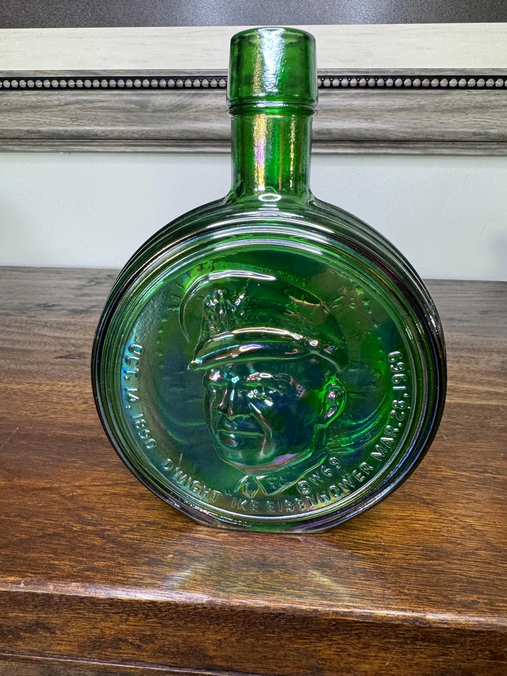 Vintage Iridescent Wheaton Dwight Eisenhower Commemorative First Edition Bottle.