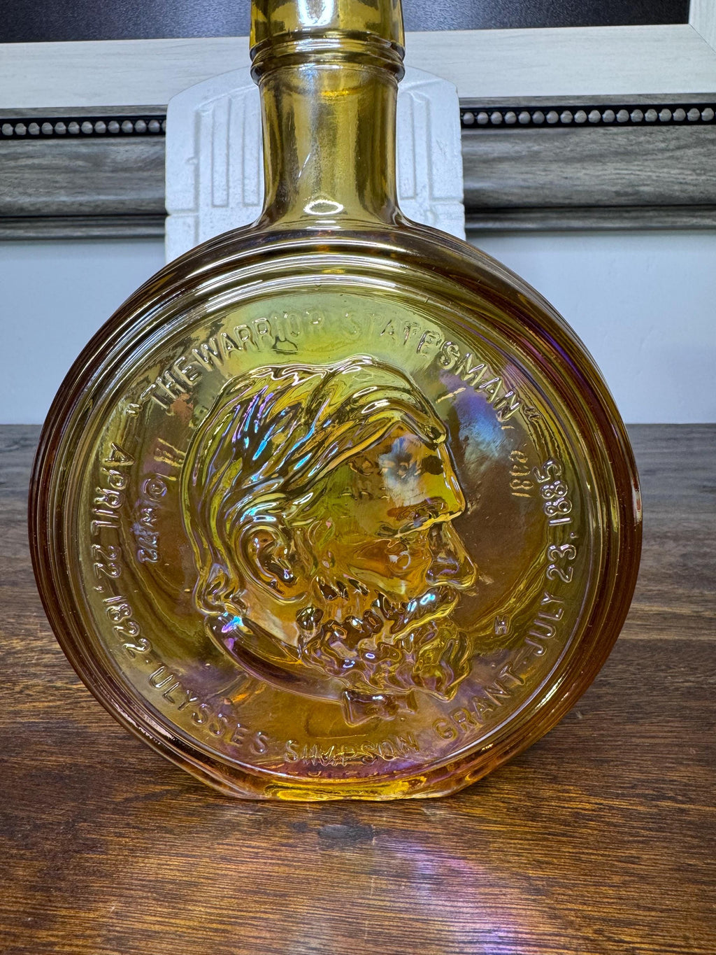 Vintage Wheaton Carnival Glass US President Series US Grant 1st Edition Decanter with Original Box and Advertising Insert