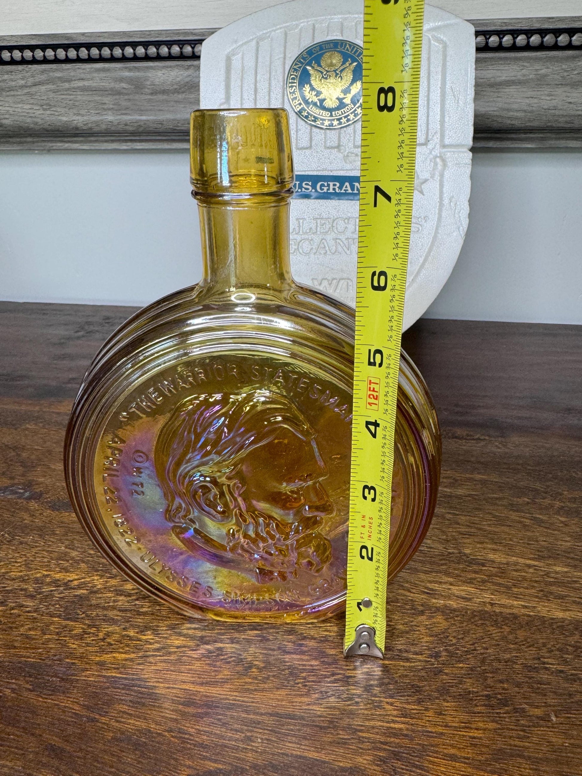 Vintage Wheaton Carnival Glass US President Series US Grant 1st Edition Decanter with Original Box and Advertising Insert