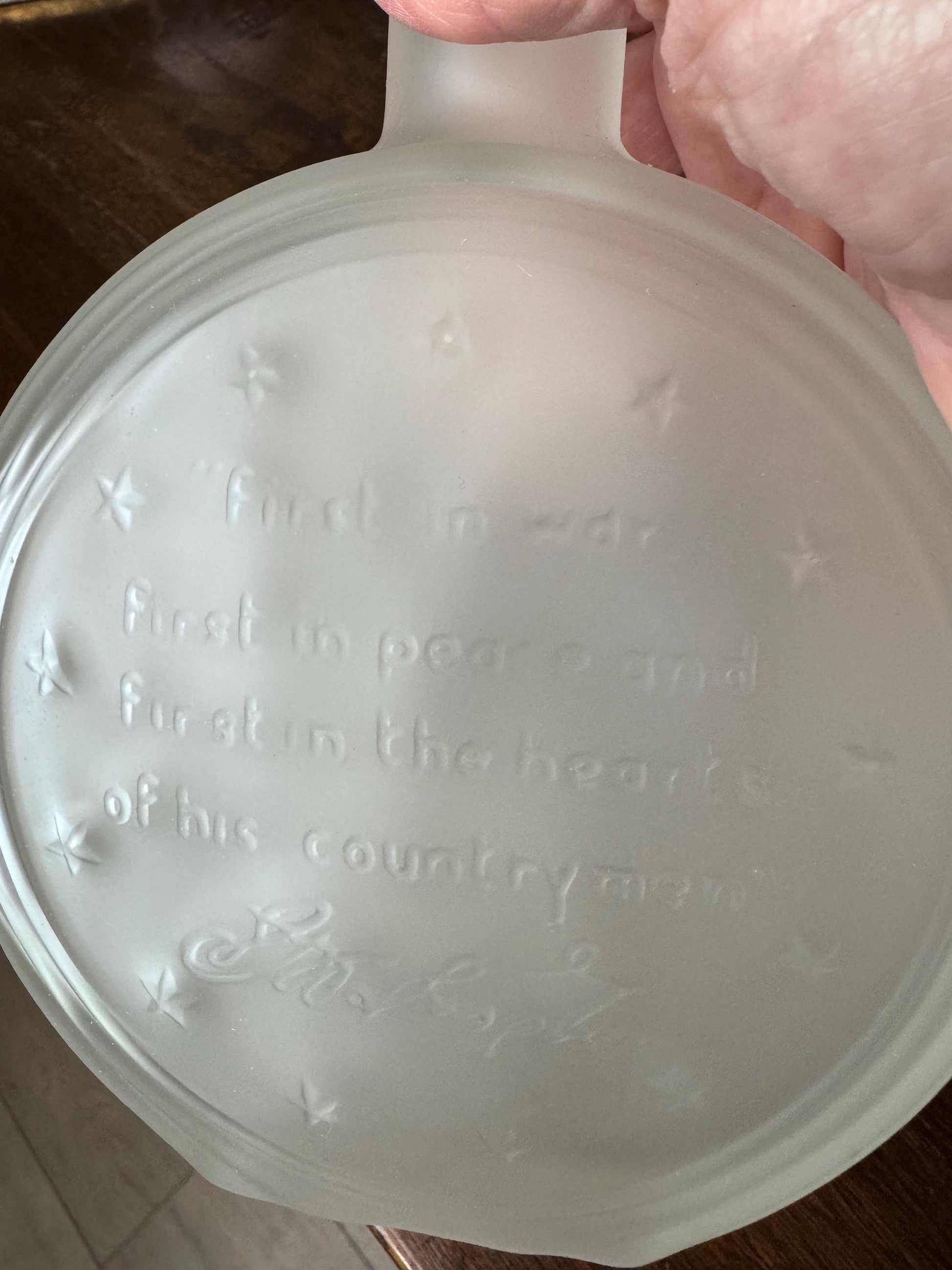 Wheaton Frosted Glass 8” George Washington Commemorative Decanter