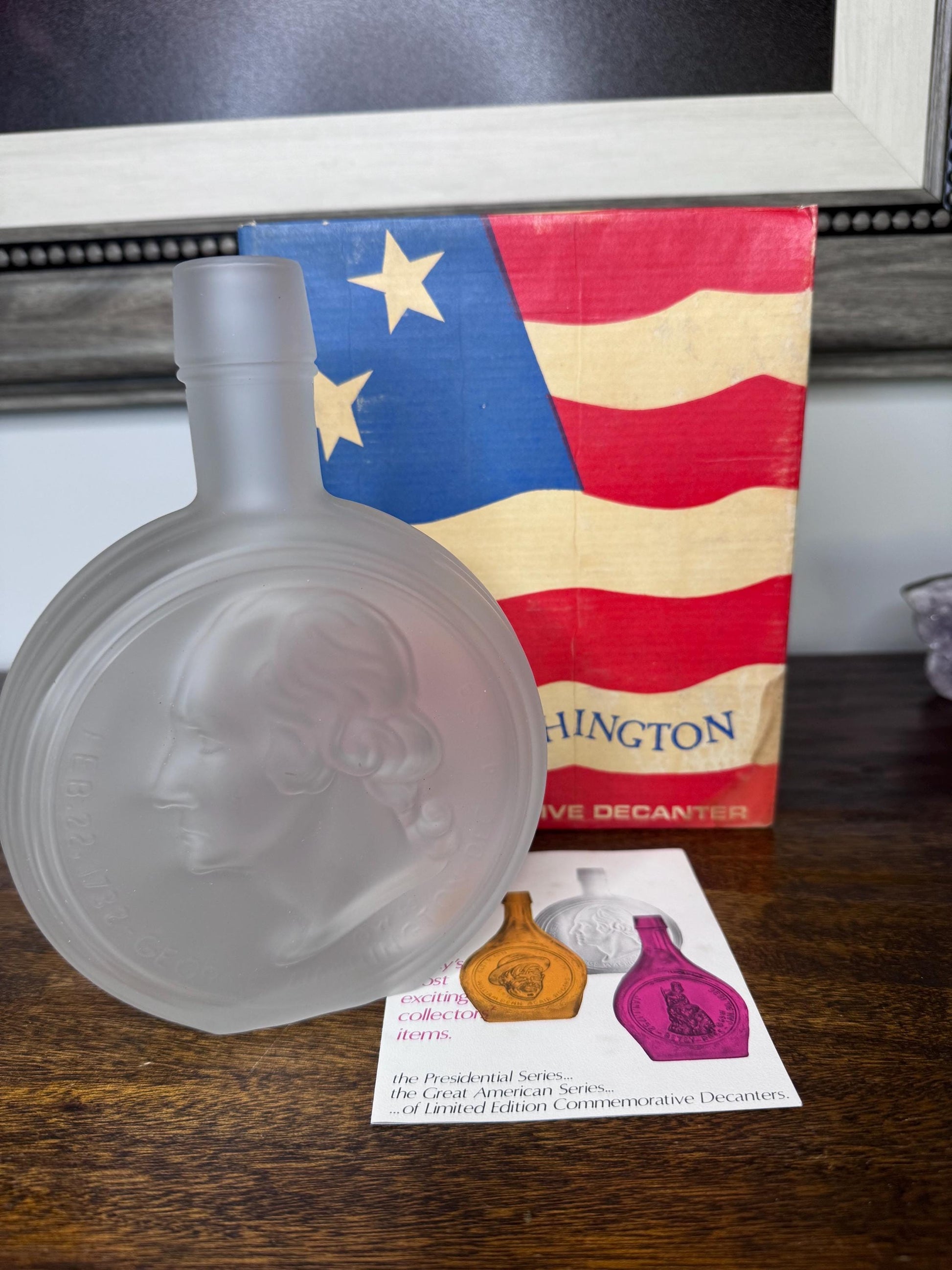 Wheaton Frosted Glass 8” George Washington Commemorative Decanter