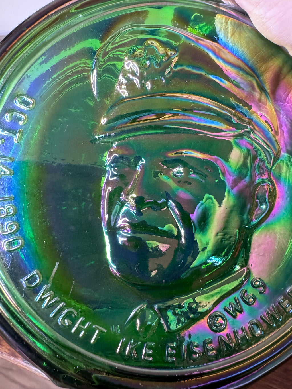 Vintage Iridescent Wheaton Dwight Eisenhower Commemorative First Edition Bottle.