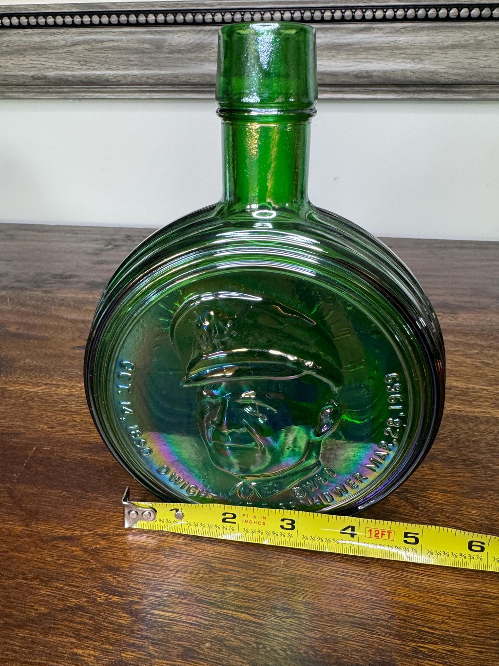 Vintage Iridescent Wheaton Dwight Eisenhower Commemorative First Edition Bottle.