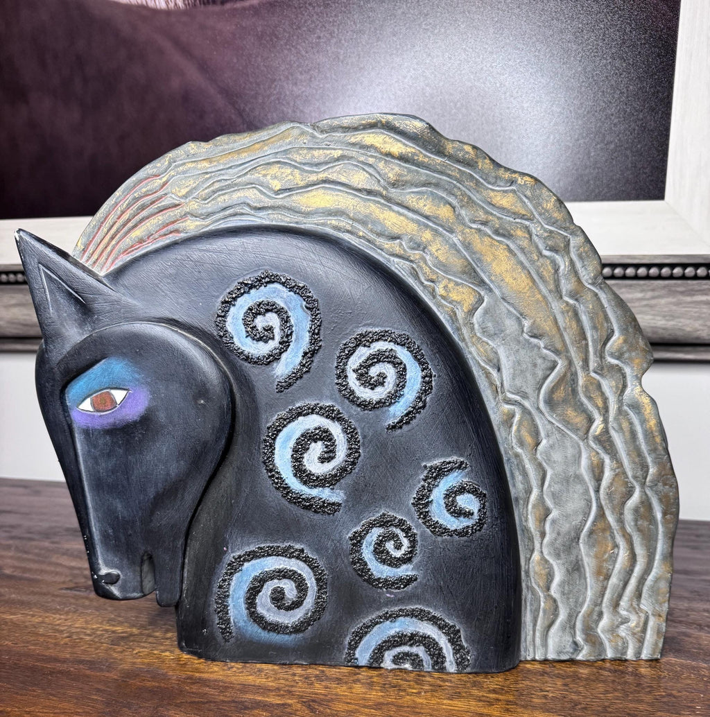1999 Laurel Burch Art Deco Style Horse Bust