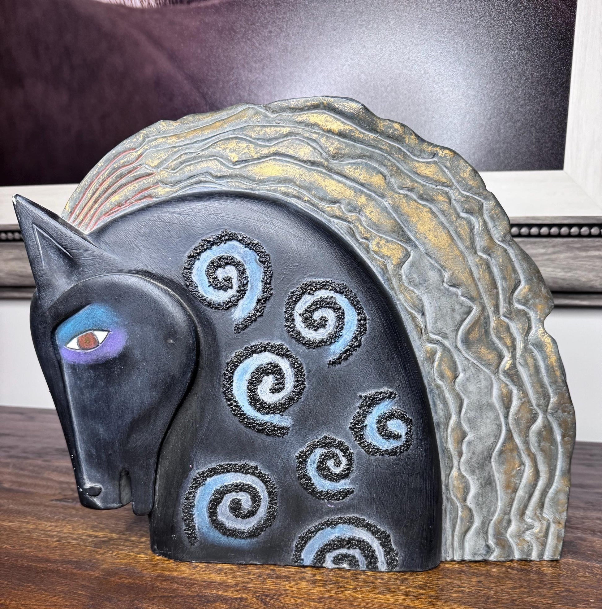1999 Laurel Burch Art Deco Style Horse Bust