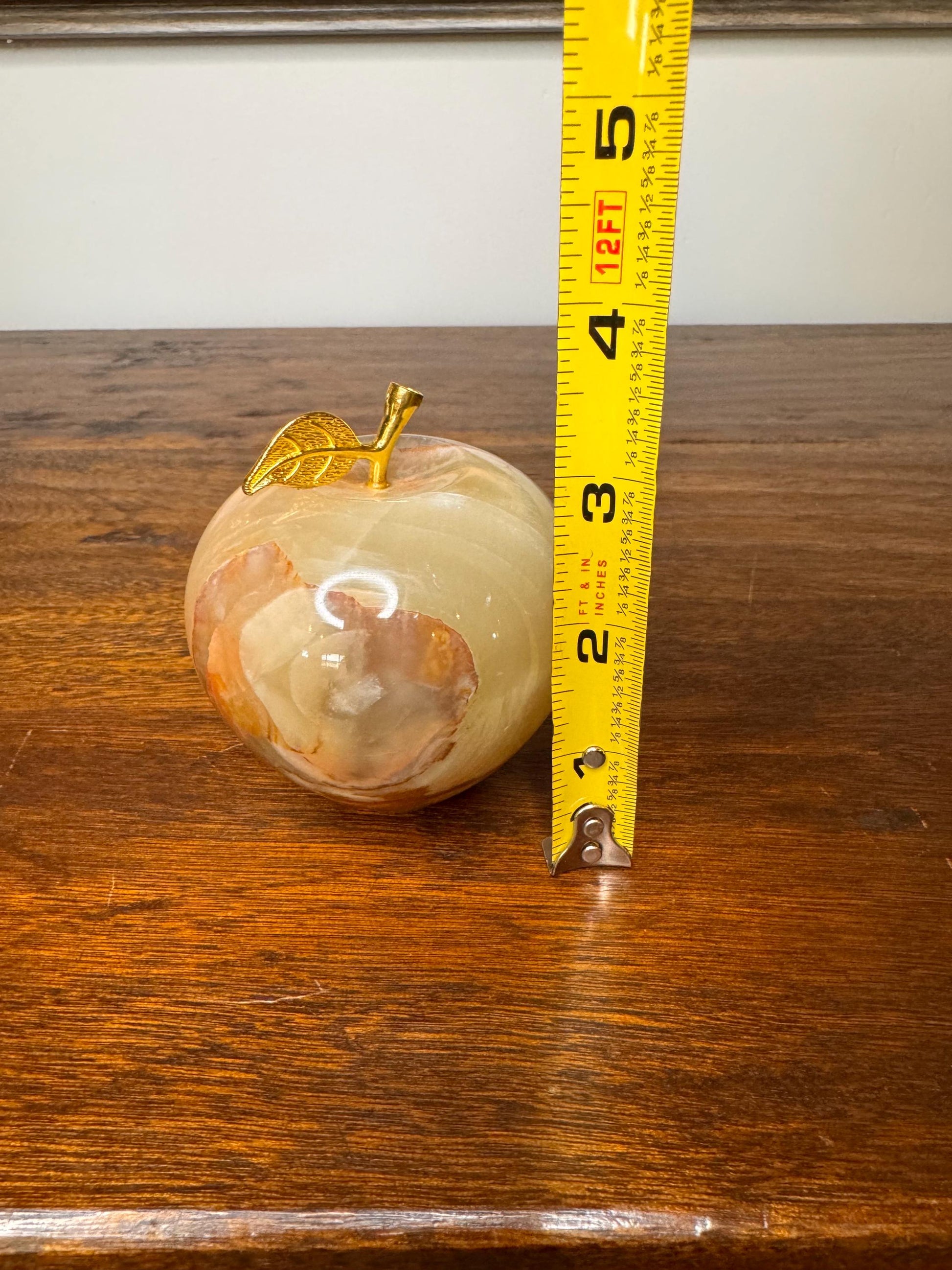 Solid Onyx Apple with Gold Toned Stem