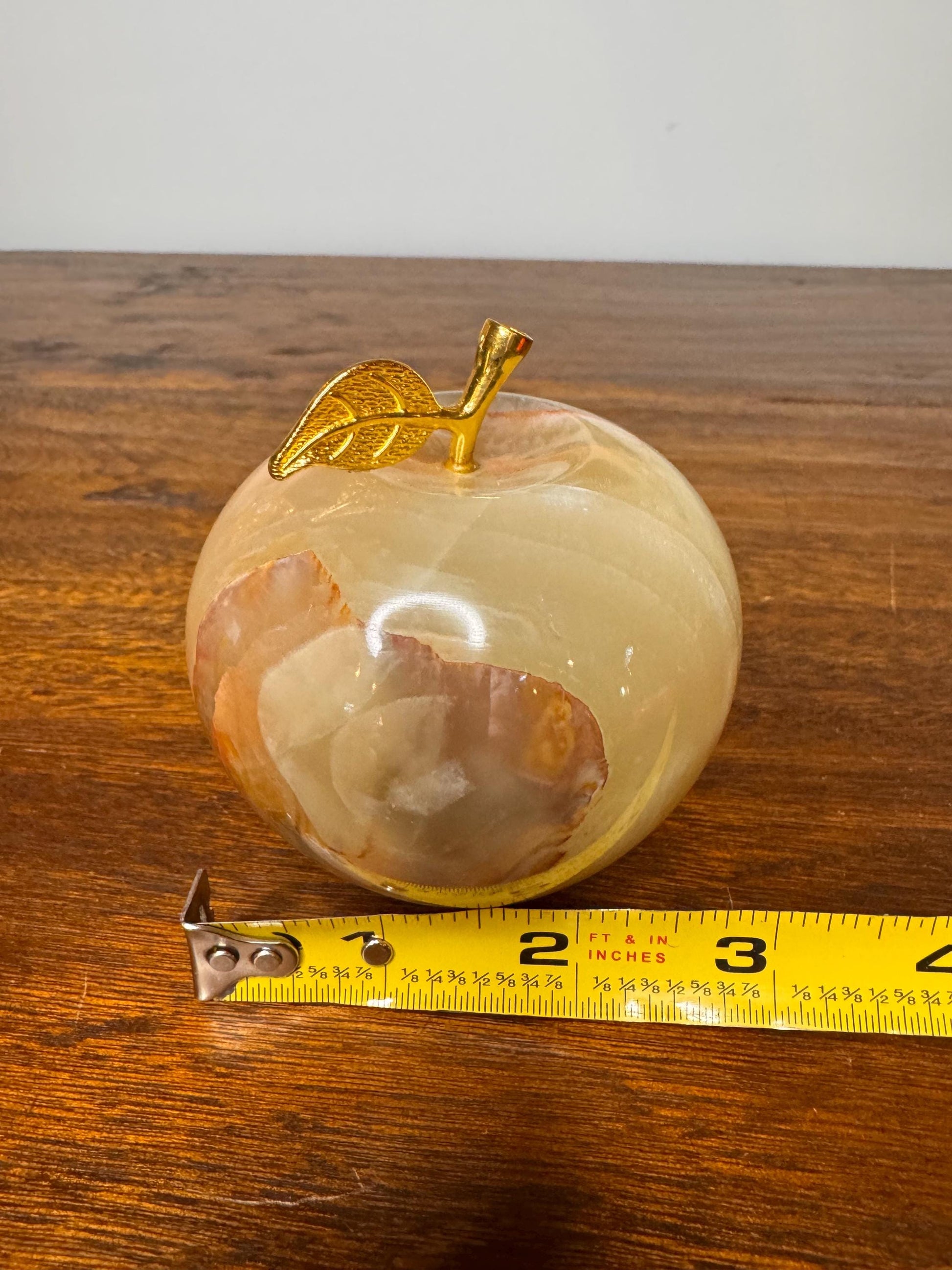 Solid Onyx Apple with Gold Toned Stem