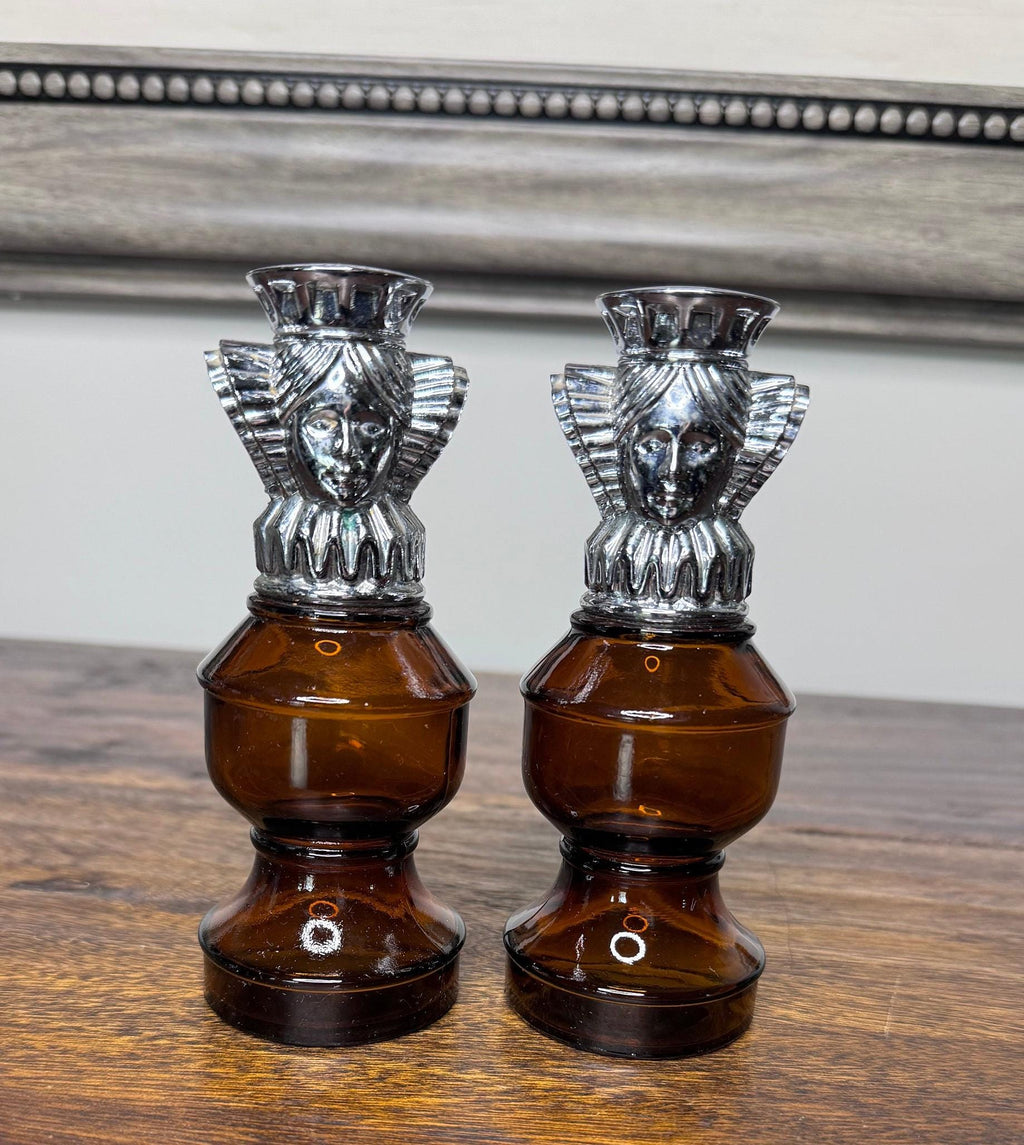 2 vintage 1970’s Avon The Queen Chess Piece Fragrance Bottles
